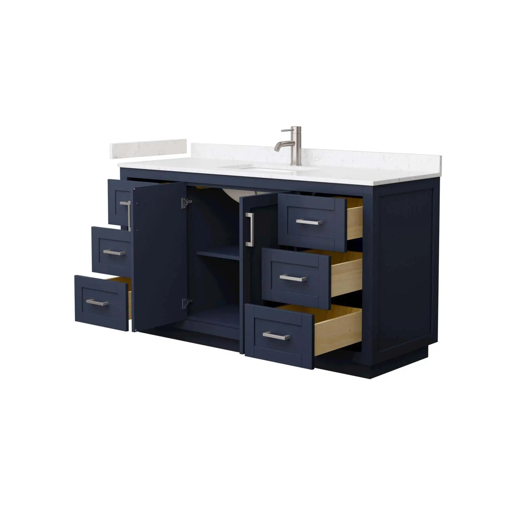 60" Miranda Single Bathroom Vanity in Dark Blue with Brushed Nickel Trim by Wyndham