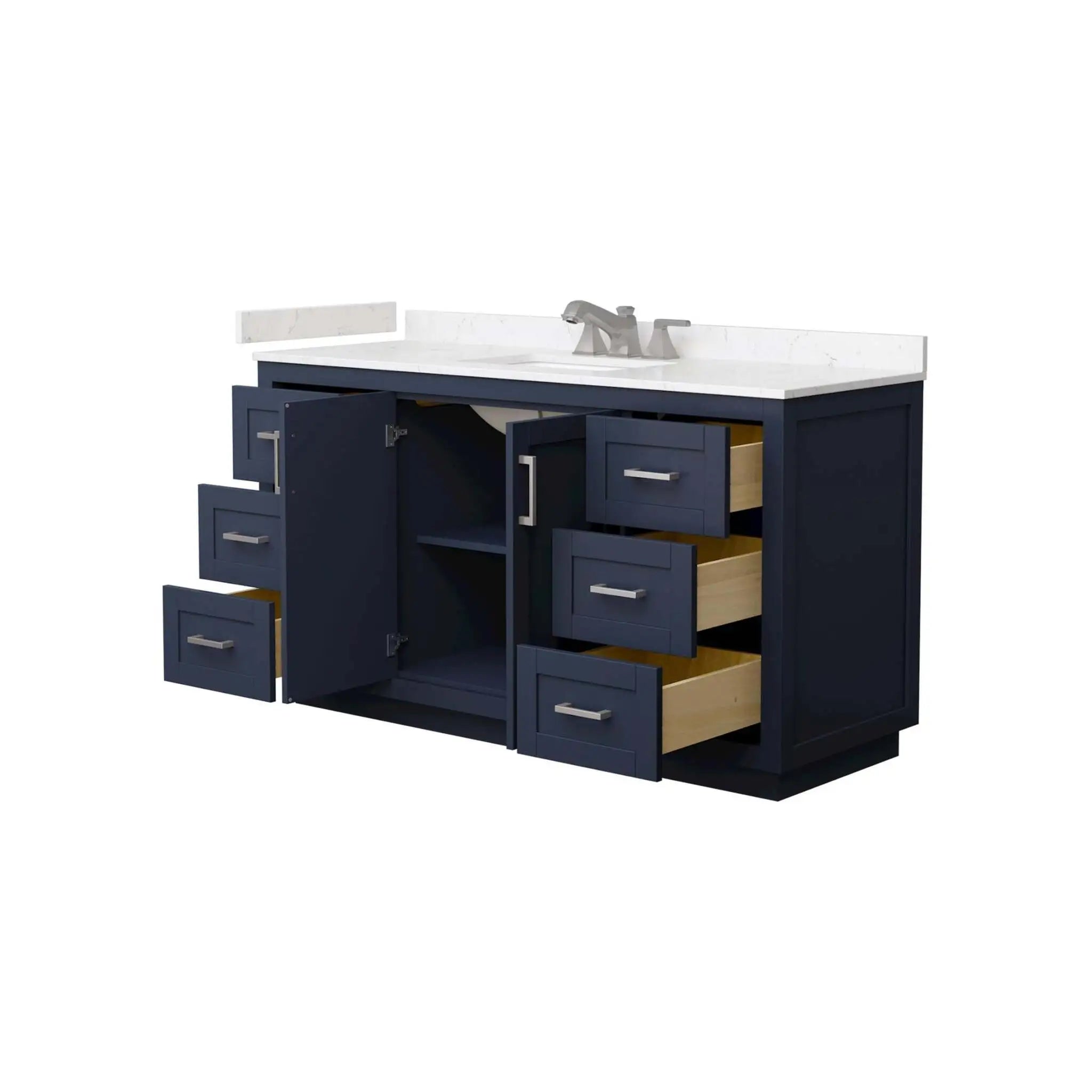 60" Miranda Single Bathroom Vanity in Dark Blue with Brushed Nickel Trim by Wyndham