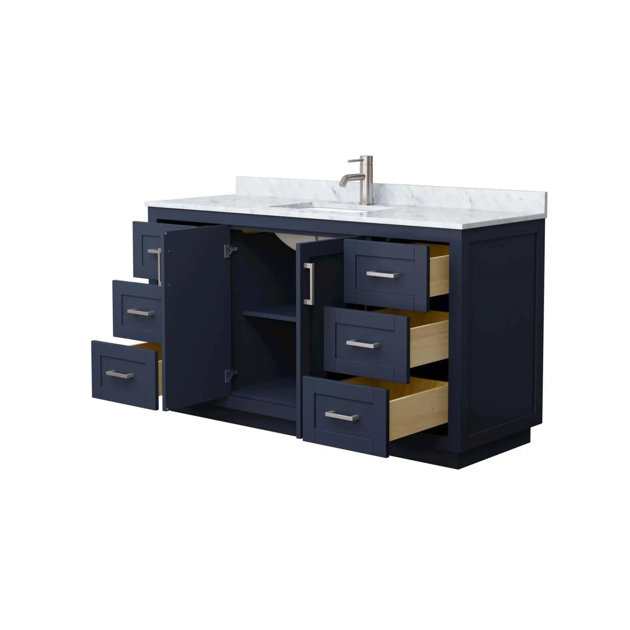 60" Miranda Single Bathroom Vanity in Dark Blue with Brushed Nickel Trim by Wyndham