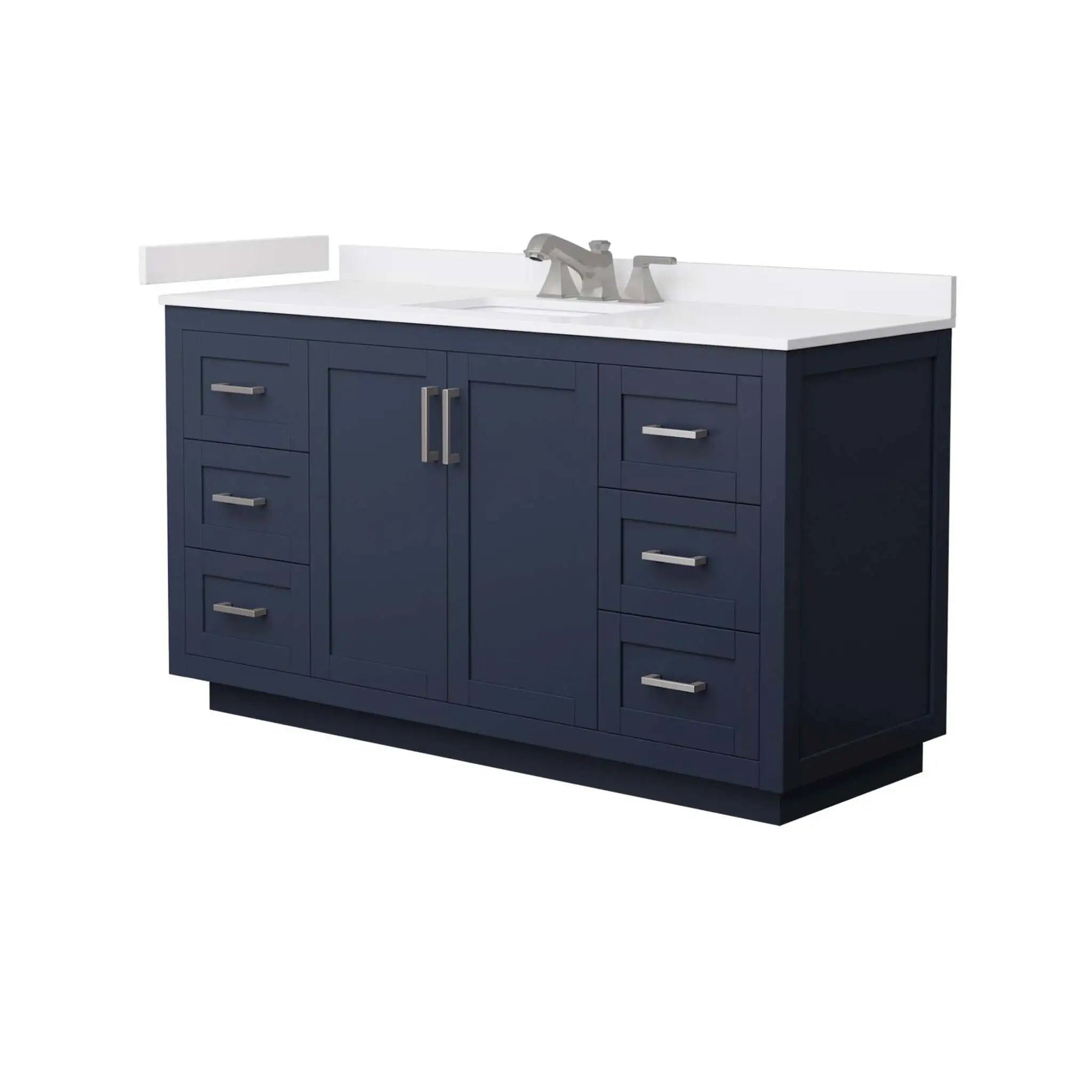 60" Miranda Single Bathroom Vanity in Dark Blue with Brushed Nickel Trim by Wyndham