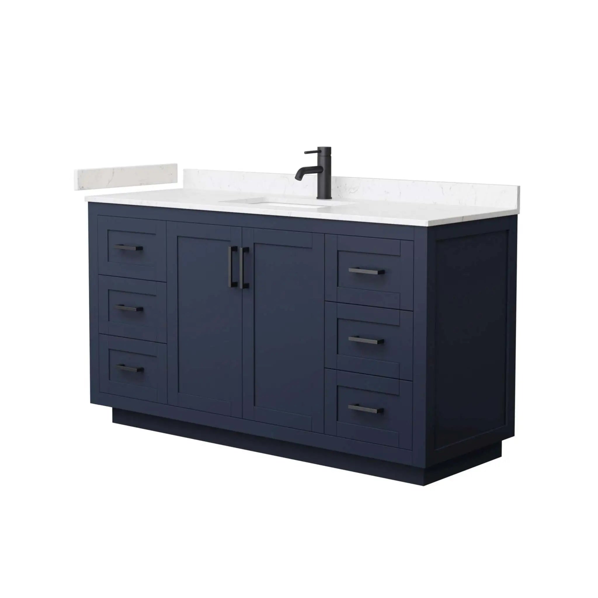 60" Miranda Single Bathroom Vanity in Dark Blue with Matte Black Trim by Wyndham