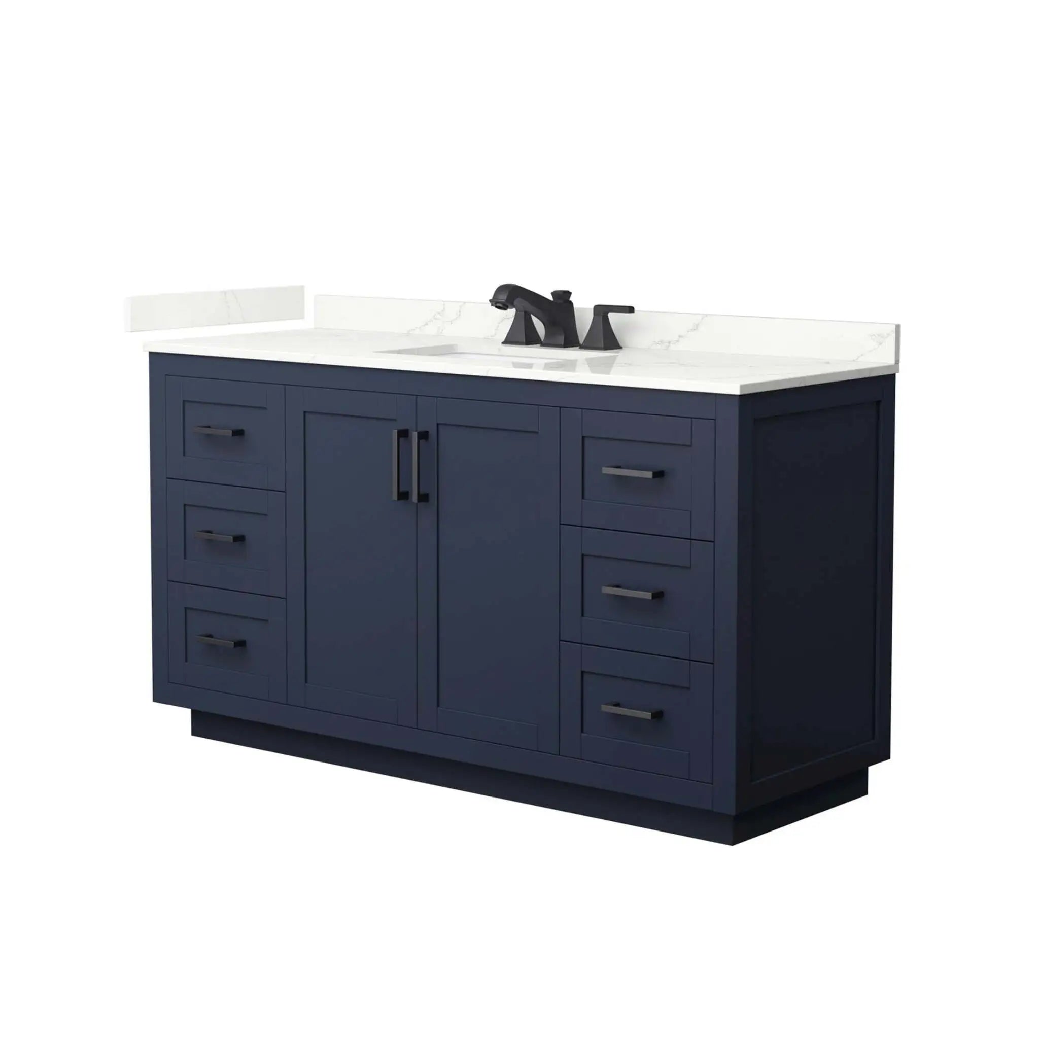 60" Miranda Single Bathroom Vanity in Dark Blue with Matte Black Trim by Wyndham