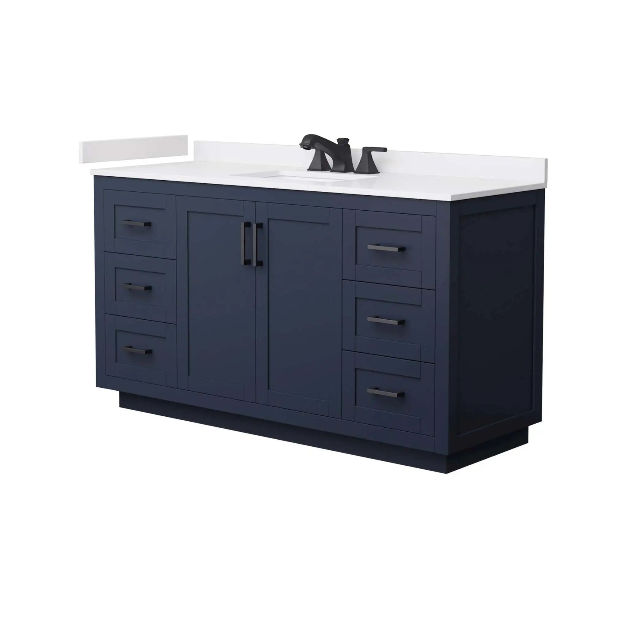 60" Miranda Single Bathroom Vanity in Dark Blue with Matte Black Trim by Wyndham