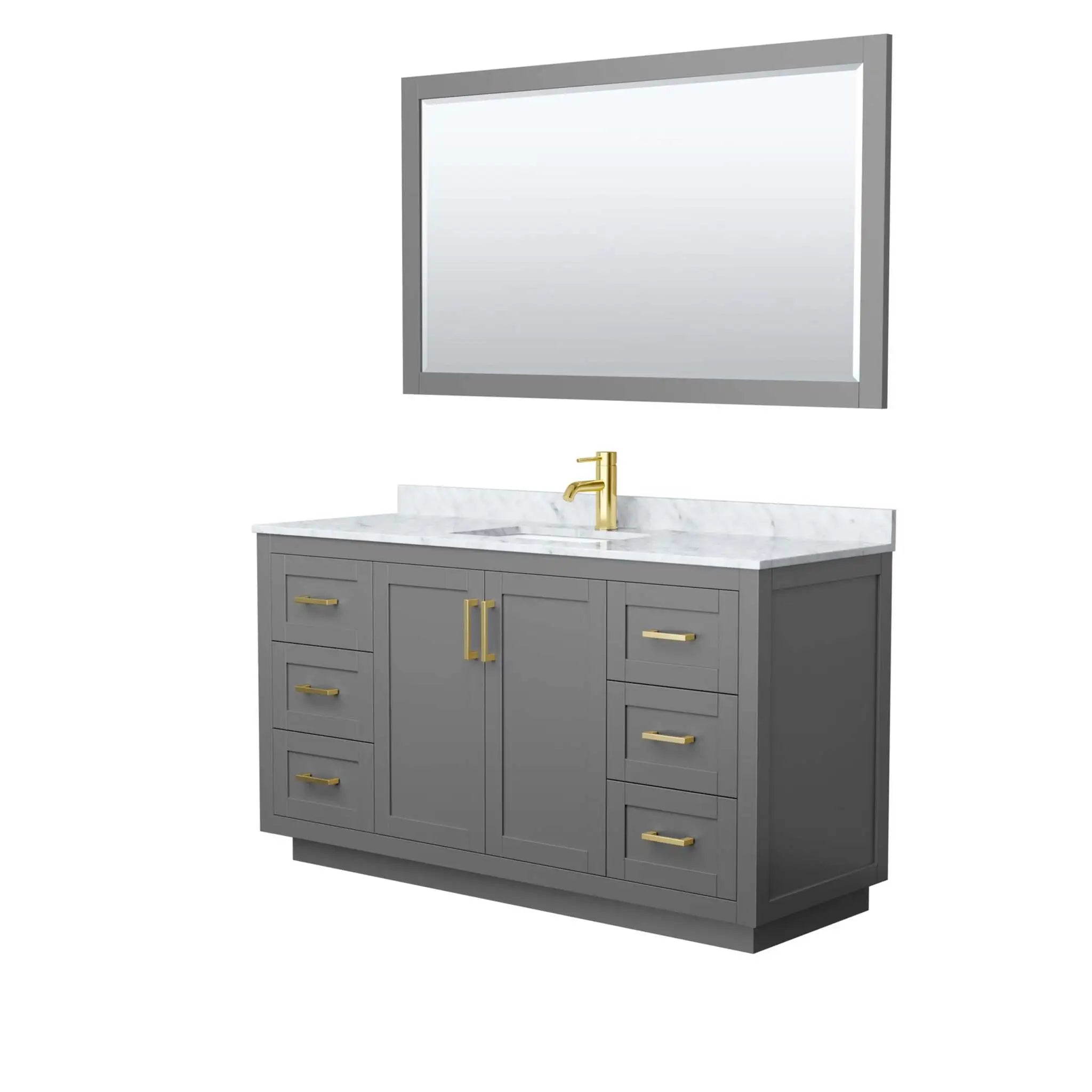 60" Miranda Single Bathroom Vanity in Dark Gray with Brushed Gold Trim & 58" Mirror by Wyndham