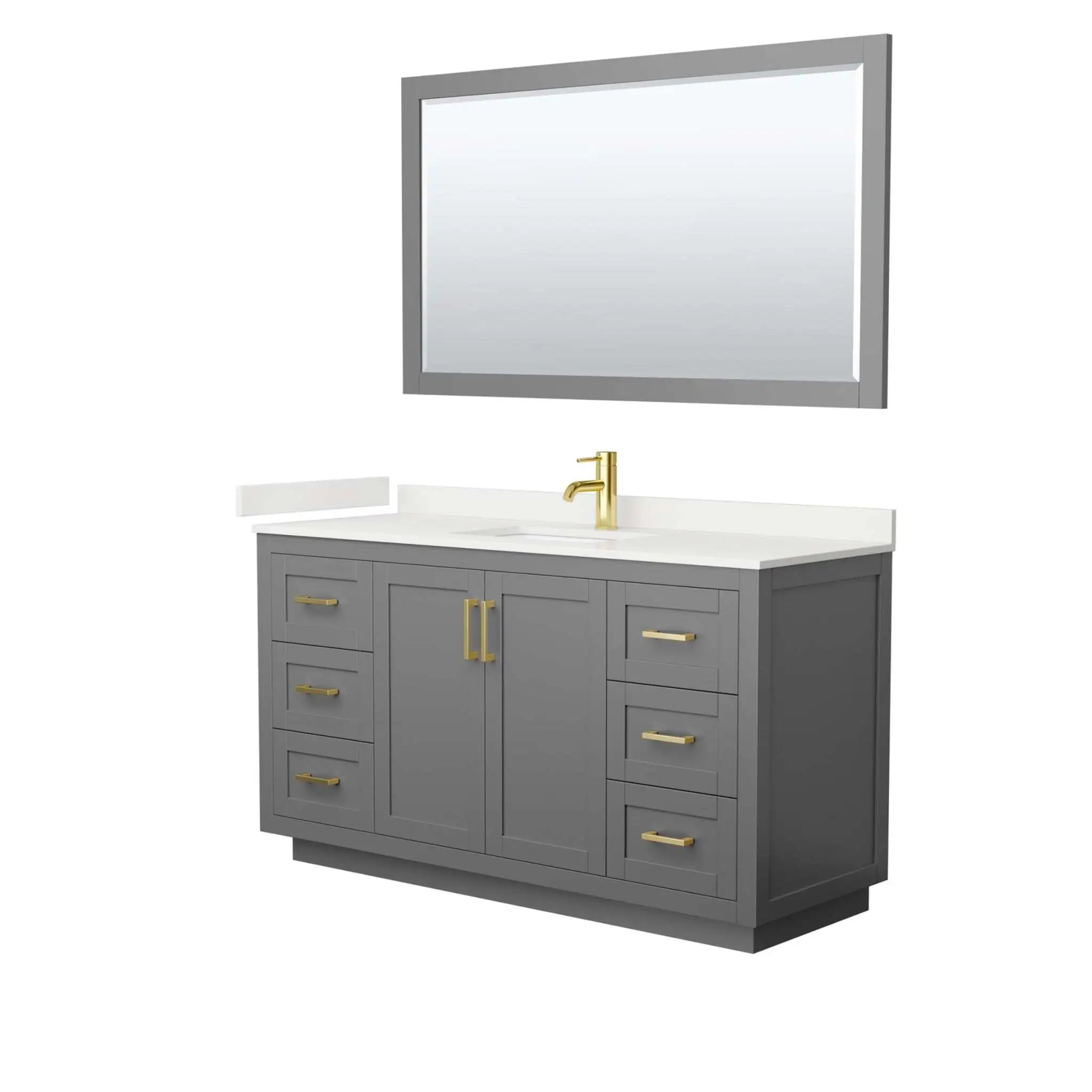 60" Miranda Single Bathroom Vanity in Dark Gray with Brushed Gold Trim & 58" Mirror by Wyndham