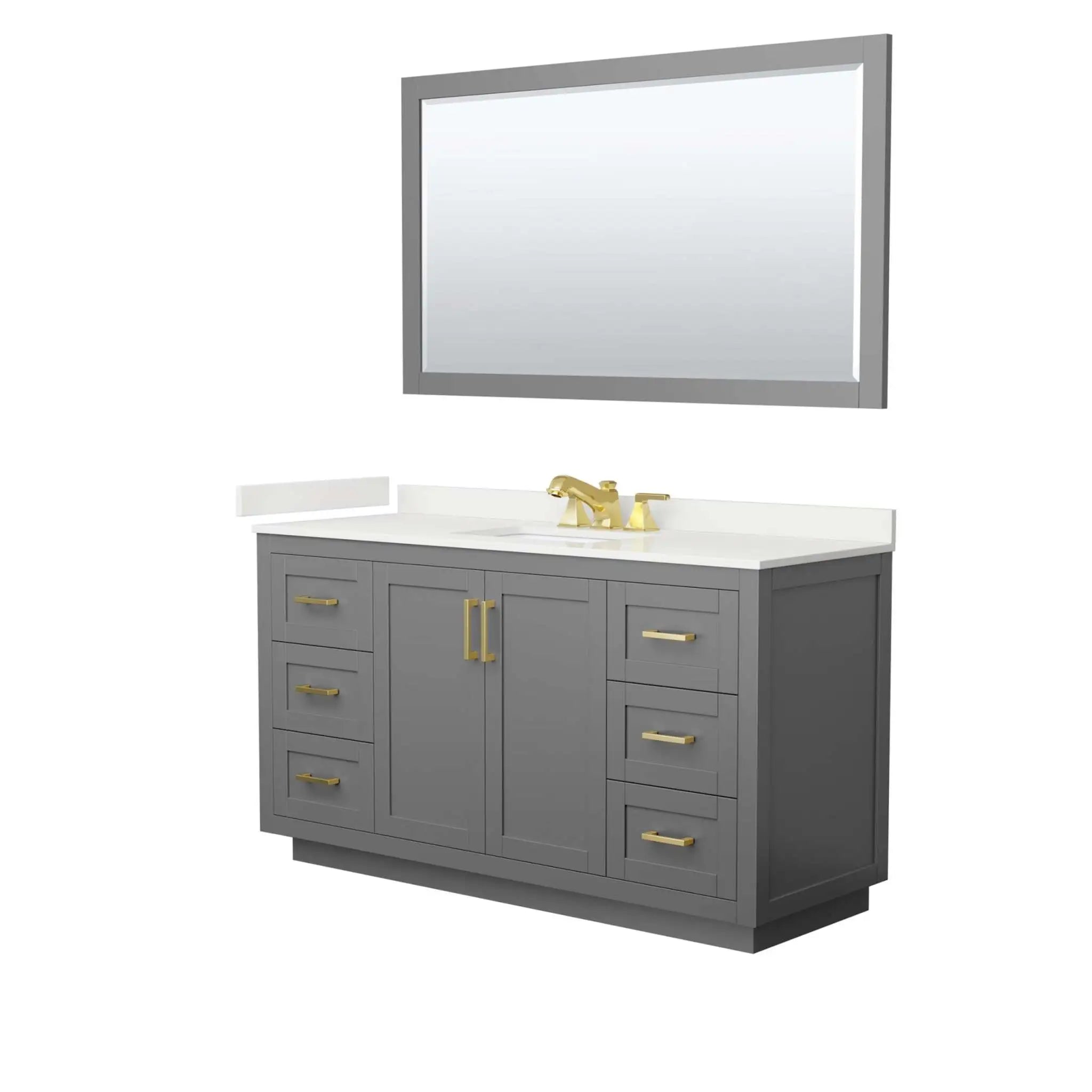 60" Miranda Single Bathroom Vanity in Dark Gray with Brushed Gold Trim & 58" Mirror by Wyndham