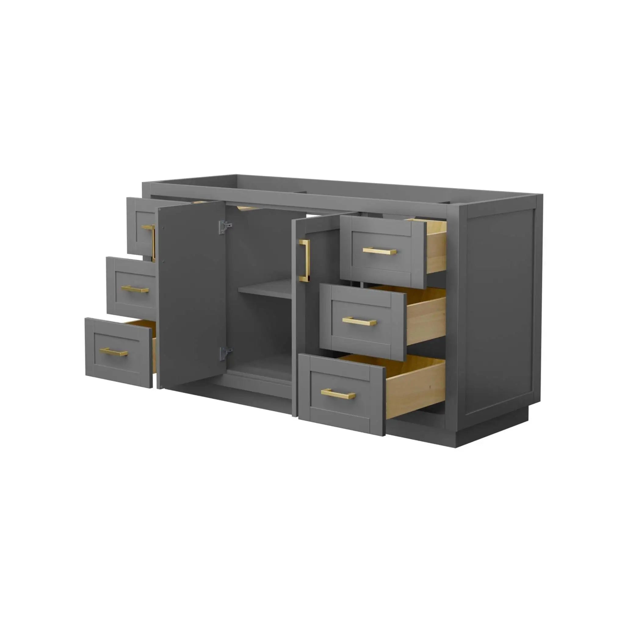 60" Miranda Single Bathroom Vanity in Dark Gray with Brushed Gold Trim by Wyndham