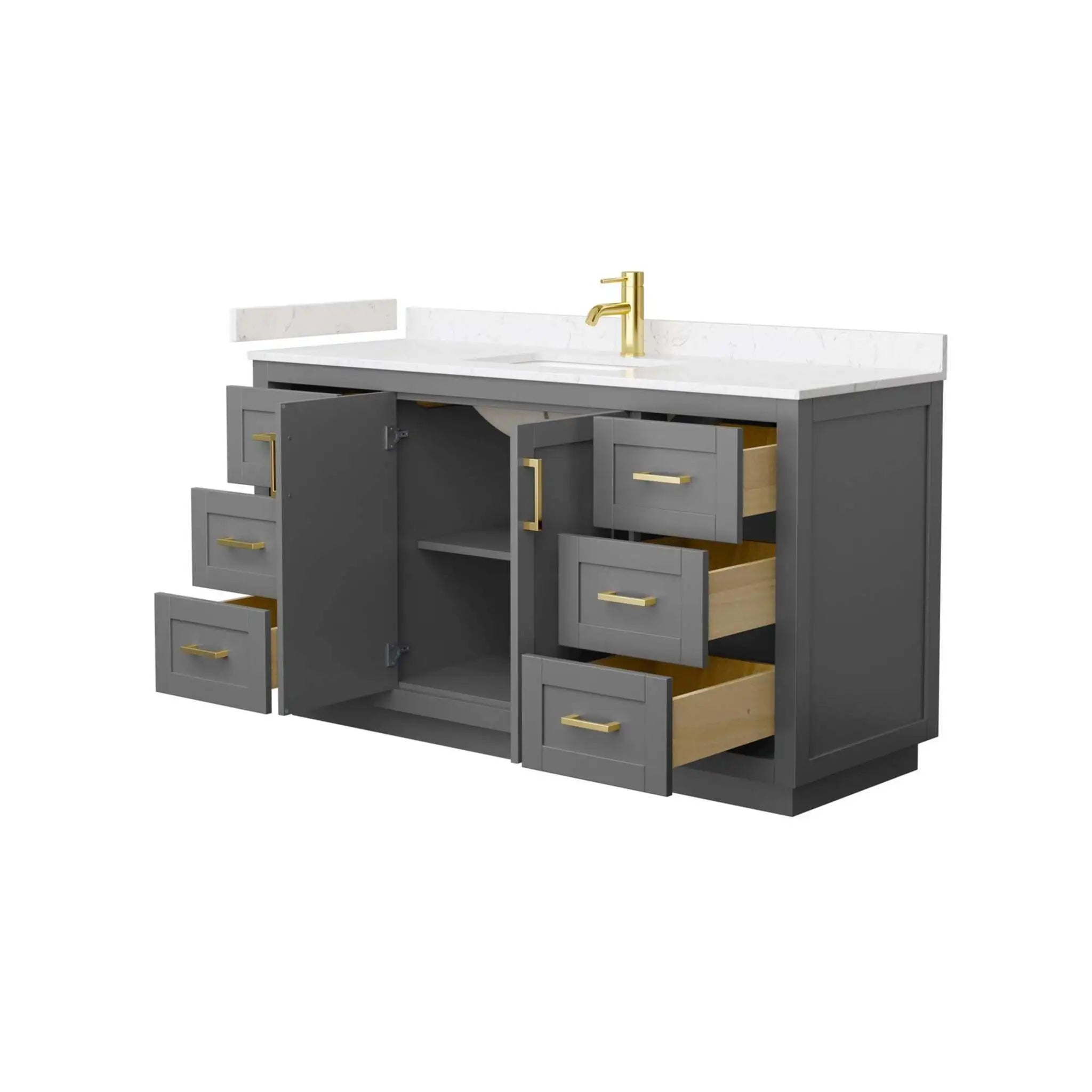60" Miranda Single Bathroom Vanity in Dark Gray with Brushed Gold Trim by Wyndham