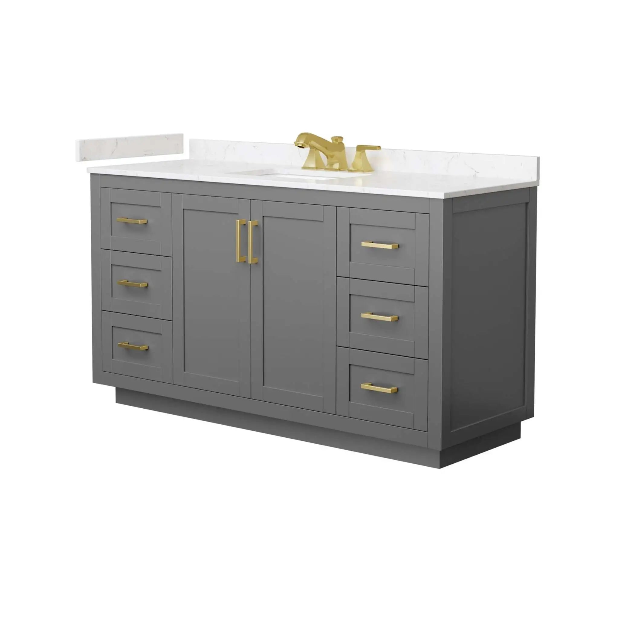 60" Miranda Single Bathroom Vanity in Dark Gray with Brushed Gold Trim by Wyndham