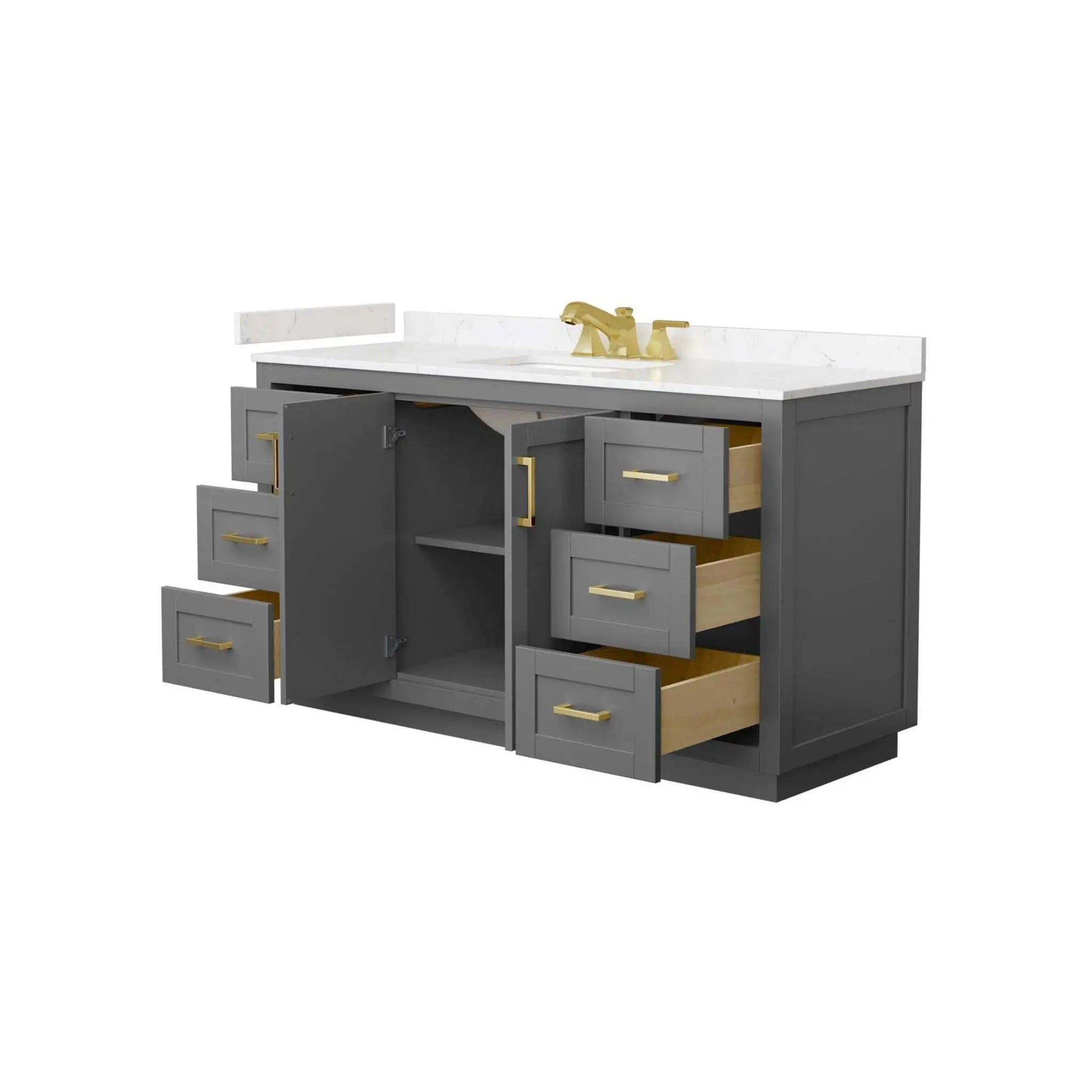 60" Miranda Single Bathroom Vanity in Dark Gray with Brushed Gold Trim by Wyndham
