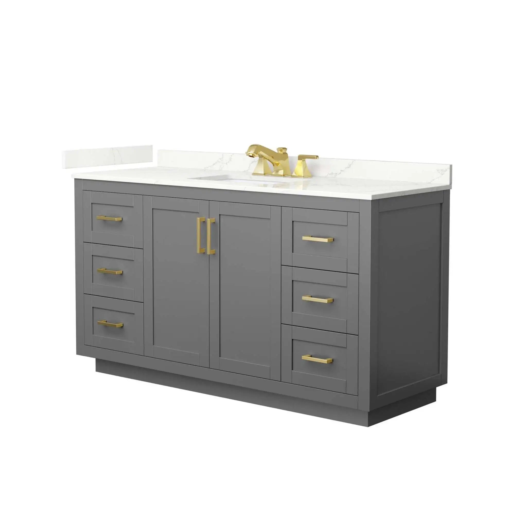 60" Miranda Single Bathroom Vanity in Dark Gray with Brushed Gold Trim by Wyndham