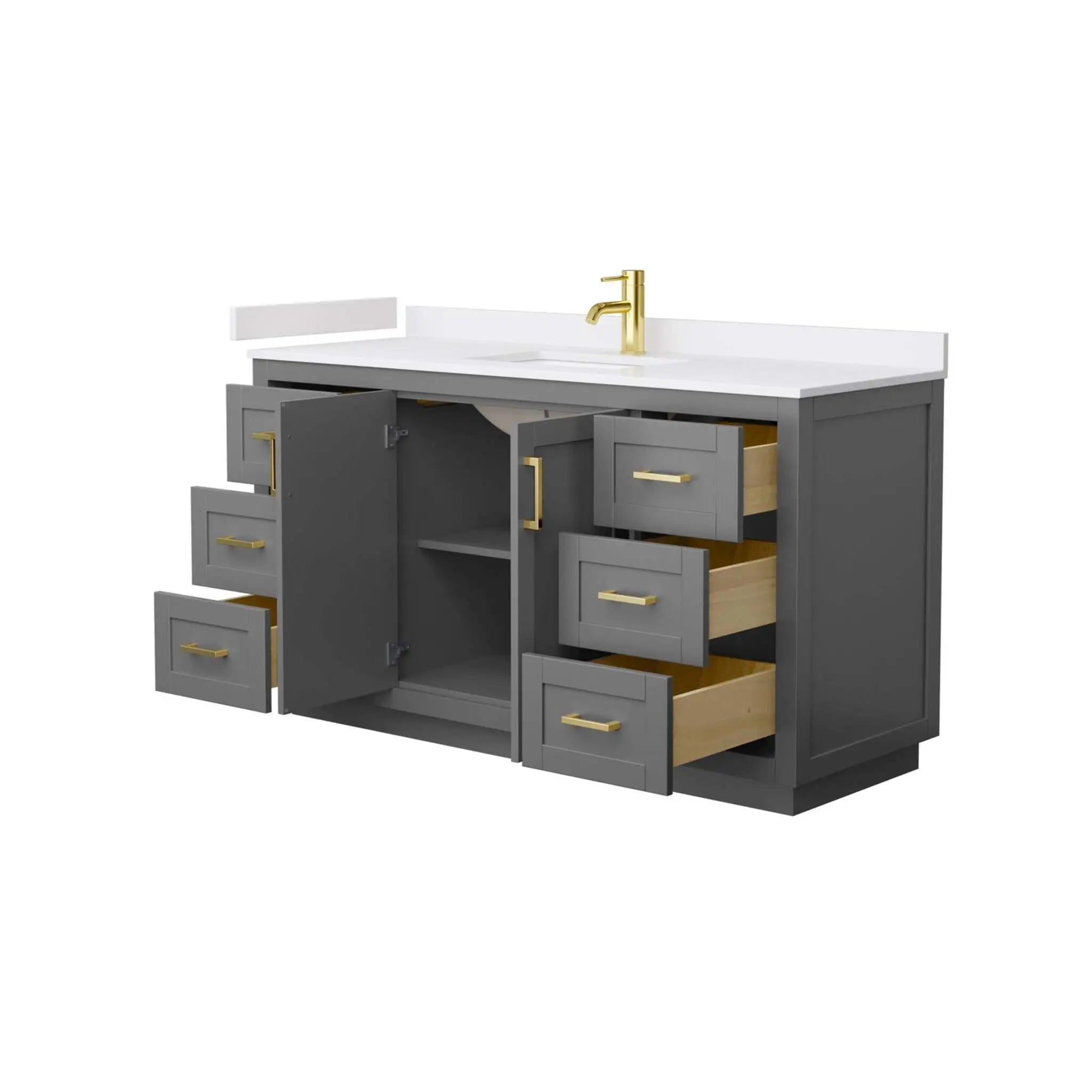 60" Miranda Single Bathroom Vanity in Dark Gray with Brushed Gold Trim by Wyndham