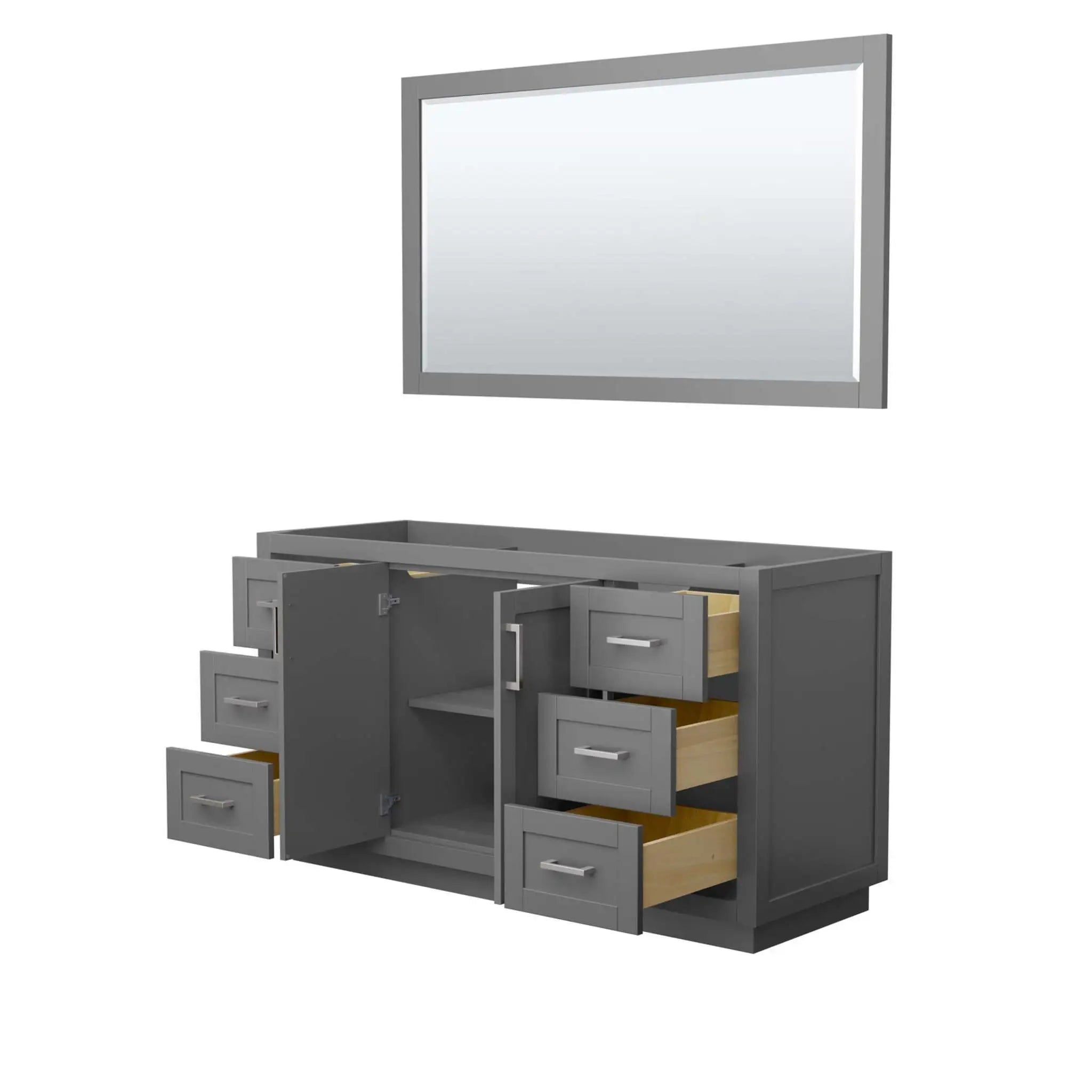 60" Miranda Single Bathroom Vanity in Dark Gray with Brushed Nickel Trim & 58" Mirror by Wyndham
