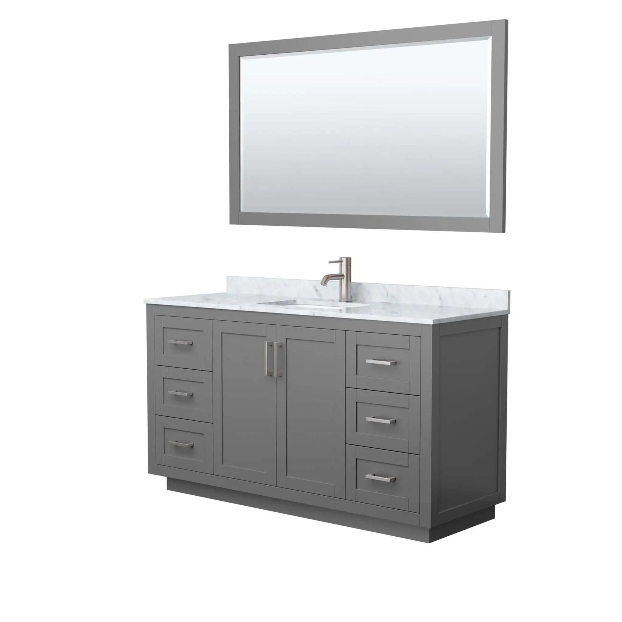 60" Miranda Single Bathroom Vanity in Dark Gray with Brushed Nickel Trim & 58" Mirror by Wyndham