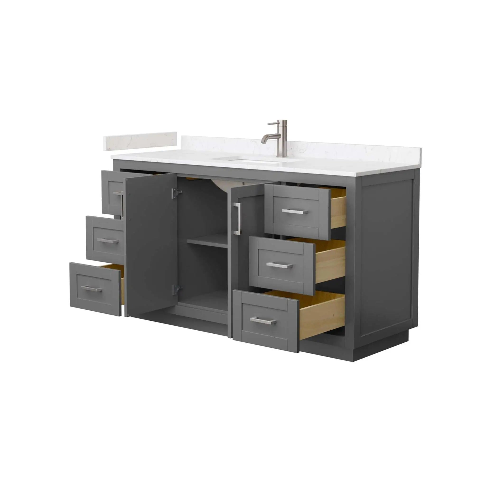 60" Miranda Single Bathroom Vanity in Dark Gray with Brushed Nickel Trim by Wyndham