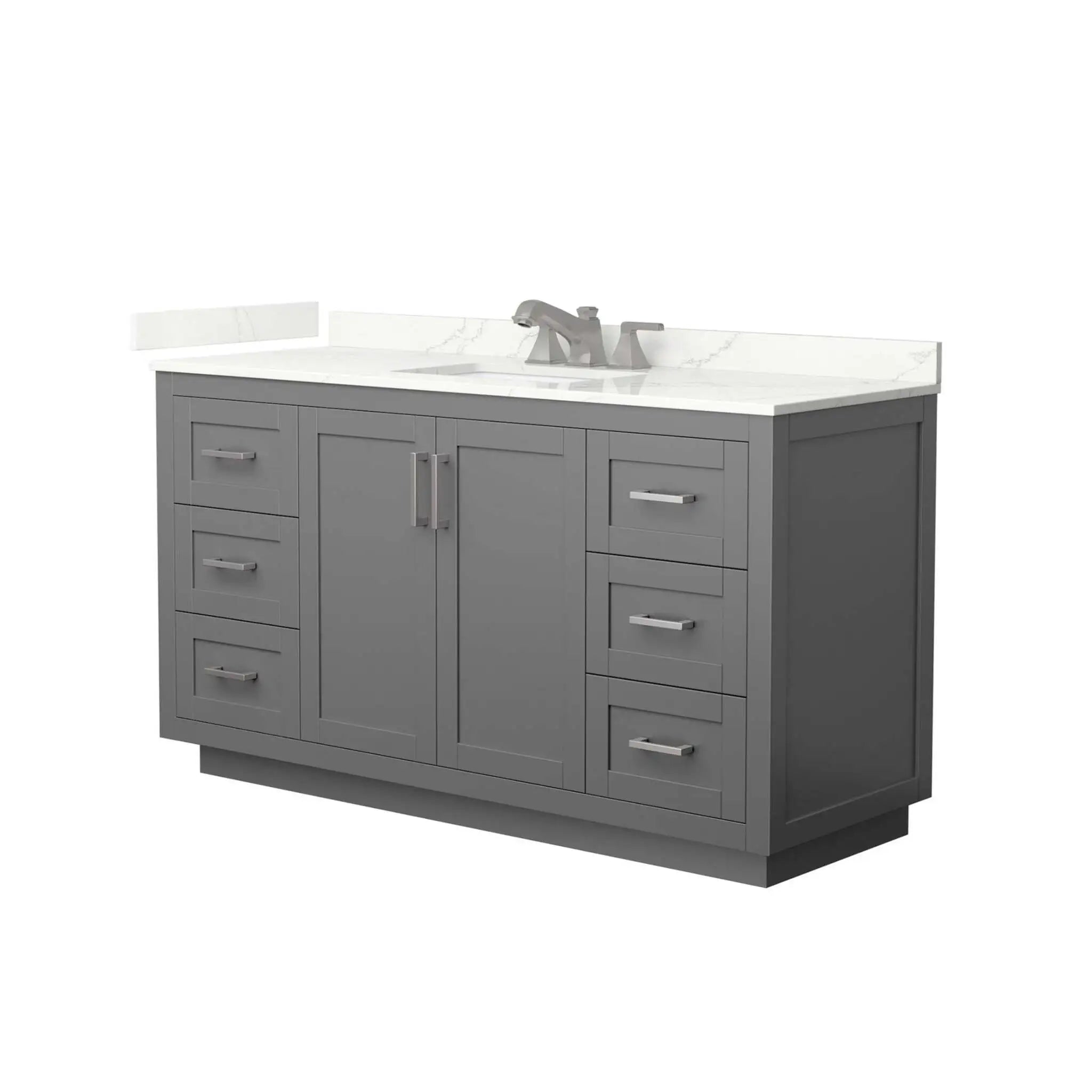 60" Miranda Single Bathroom Vanity in Dark Gray with Brushed Nickel Trim by Wyndham