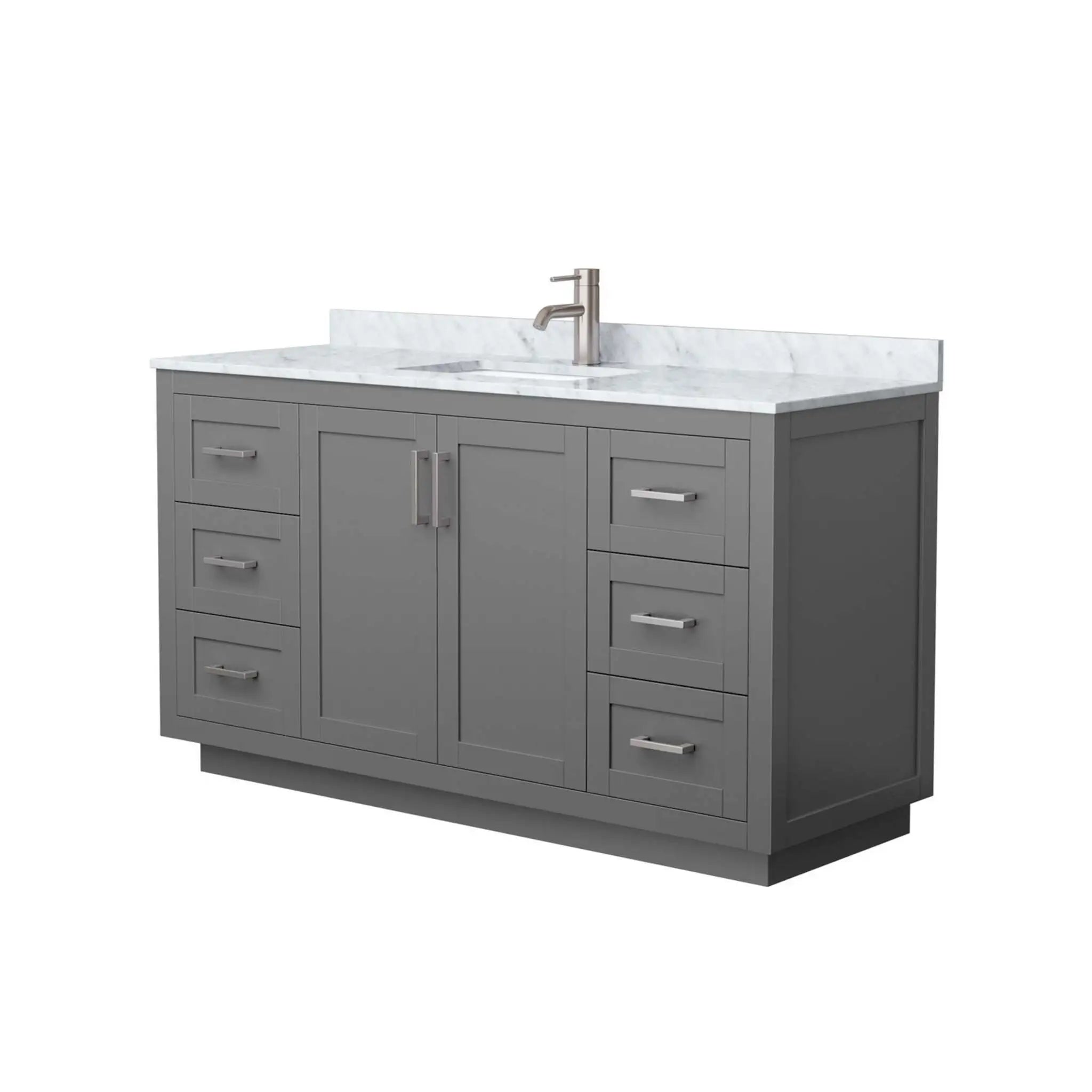 60" Miranda Single Bathroom Vanity in Dark Gray with Brushed Nickel Trim by Wyndham