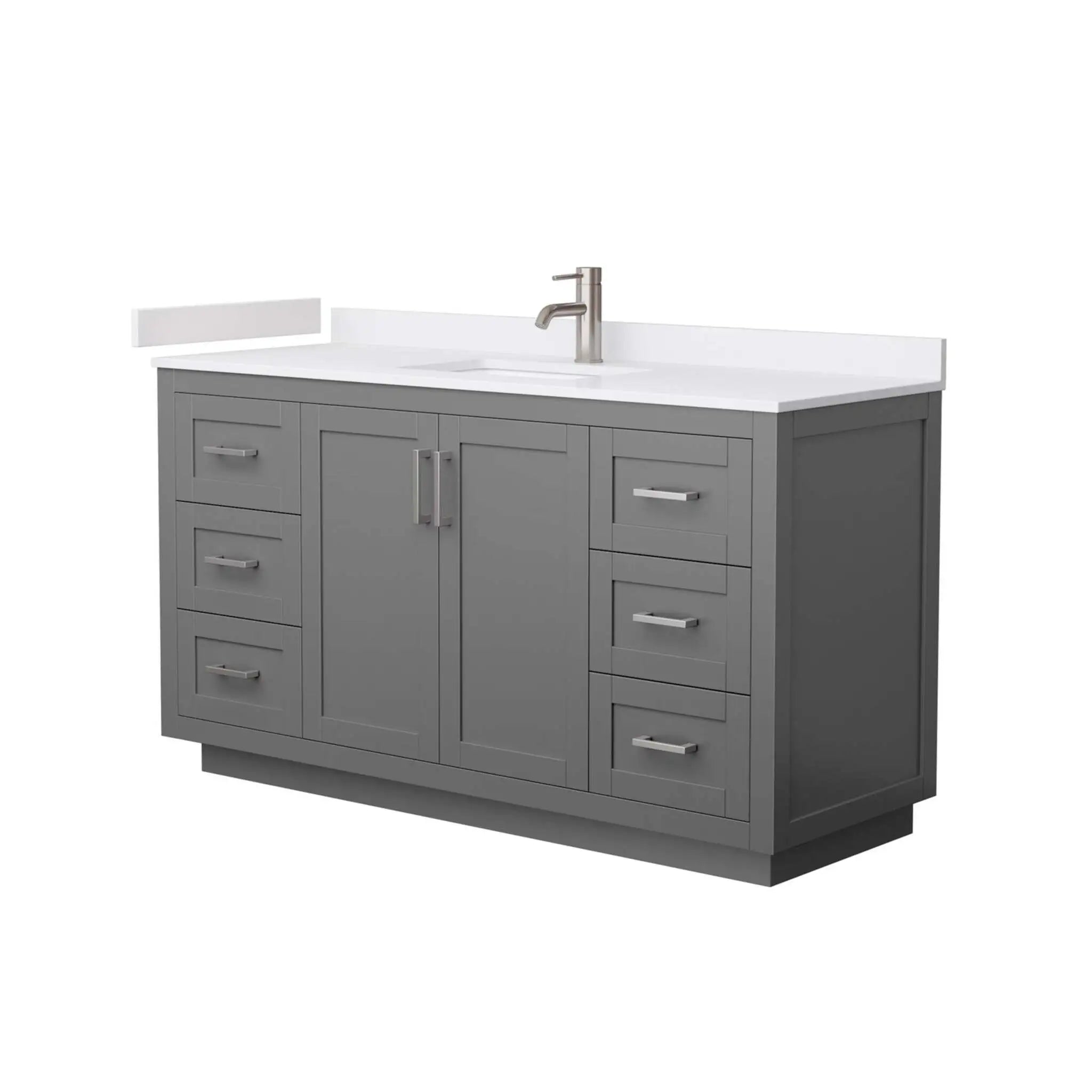 60" Miranda Single Bathroom Vanity in Dark Gray with Brushed Nickel Trim by Wyndham