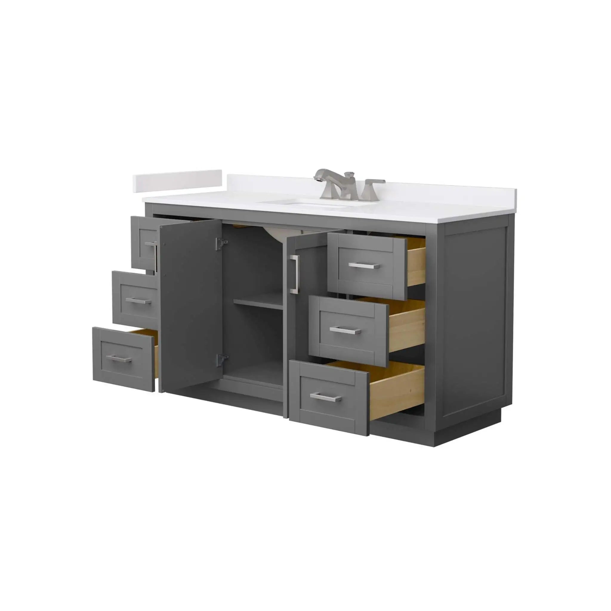 60" Miranda Single Bathroom Vanity in Dark Gray with Brushed Nickel Trim by Wyndham