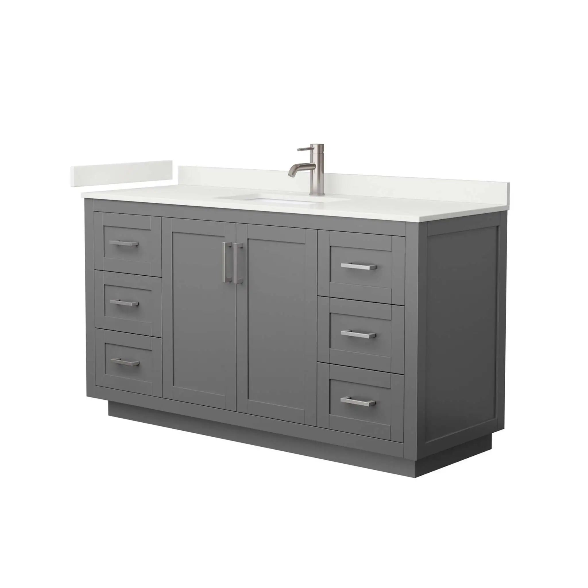 60" Miranda Single Bathroom Vanity in Dark Gray with Brushed Nickel Trim by Wyndham