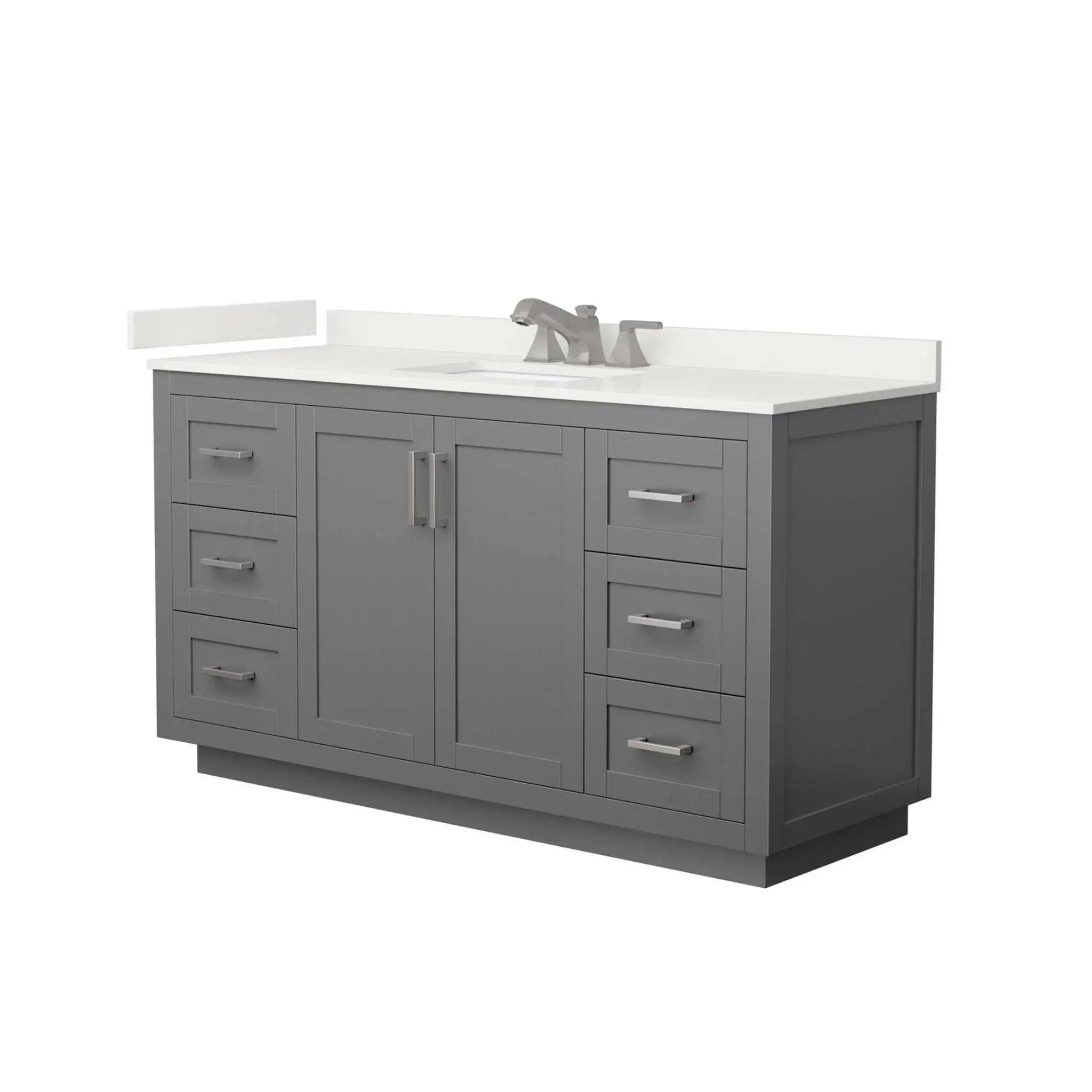 60" Miranda Single Bathroom Vanity in Dark Gray with Brushed Nickel Trim by Wyndham
