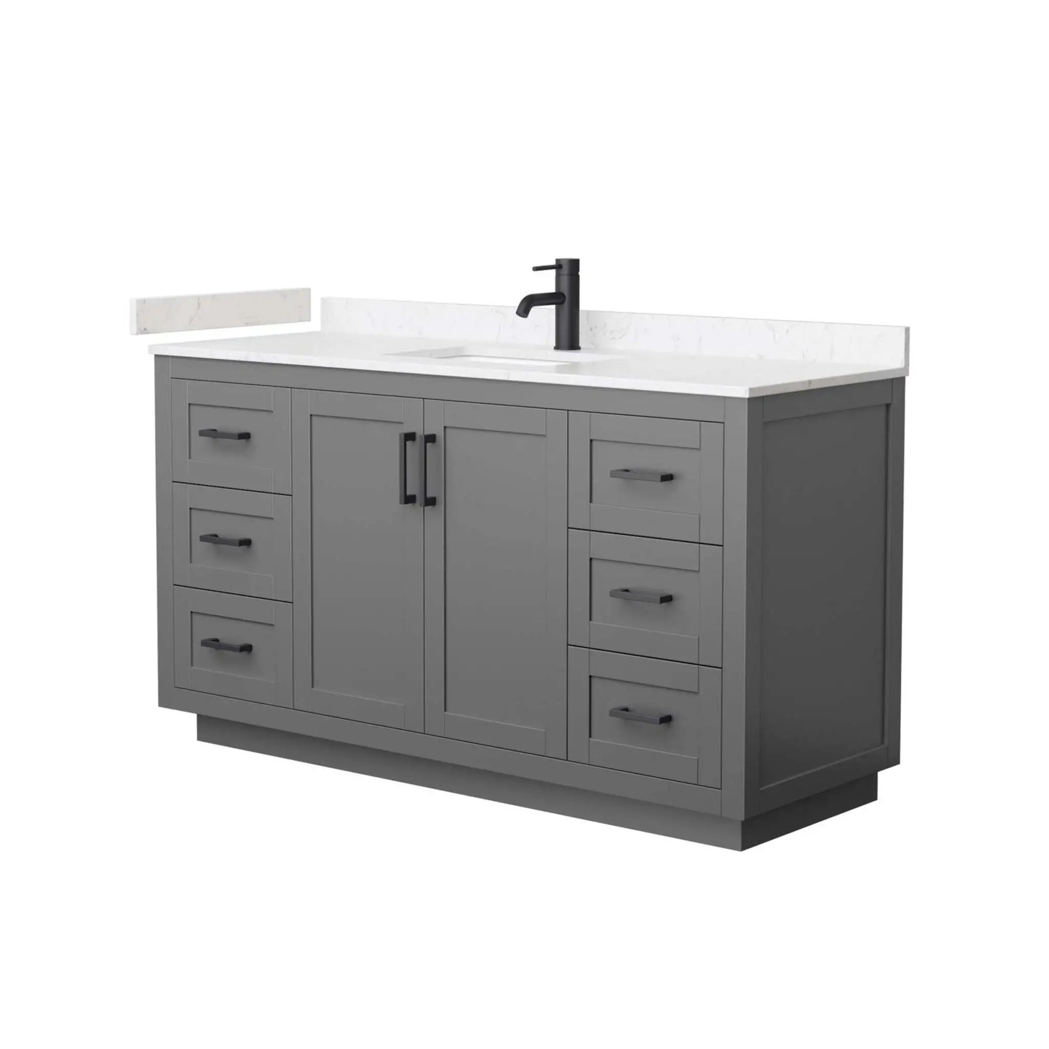 60" Miranda Single Bathroom Vanity in Dark Gray with Matte Black Trim by Wyndham