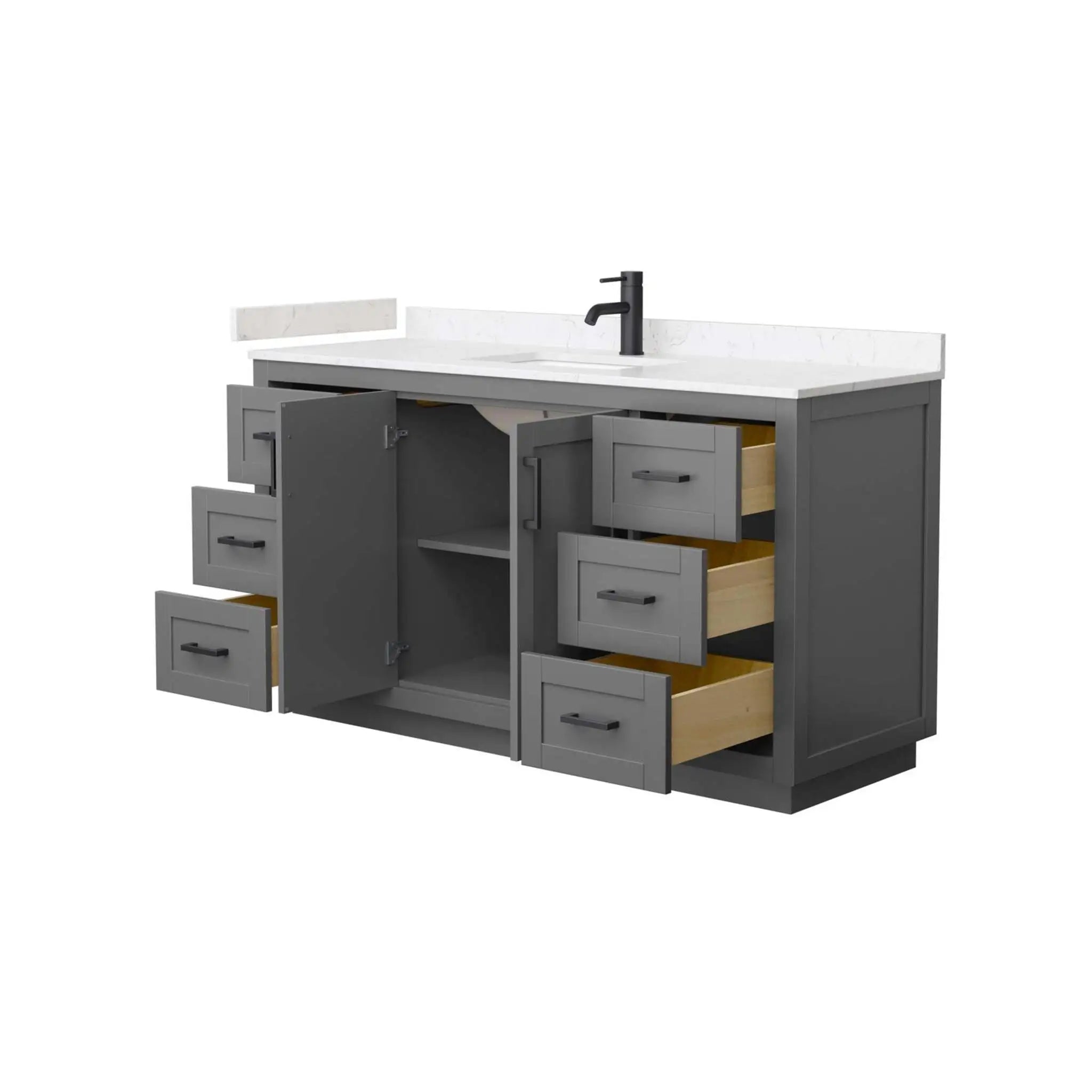 60" Miranda Single Bathroom Vanity in Dark Gray with Matte Black Trim by Wyndham