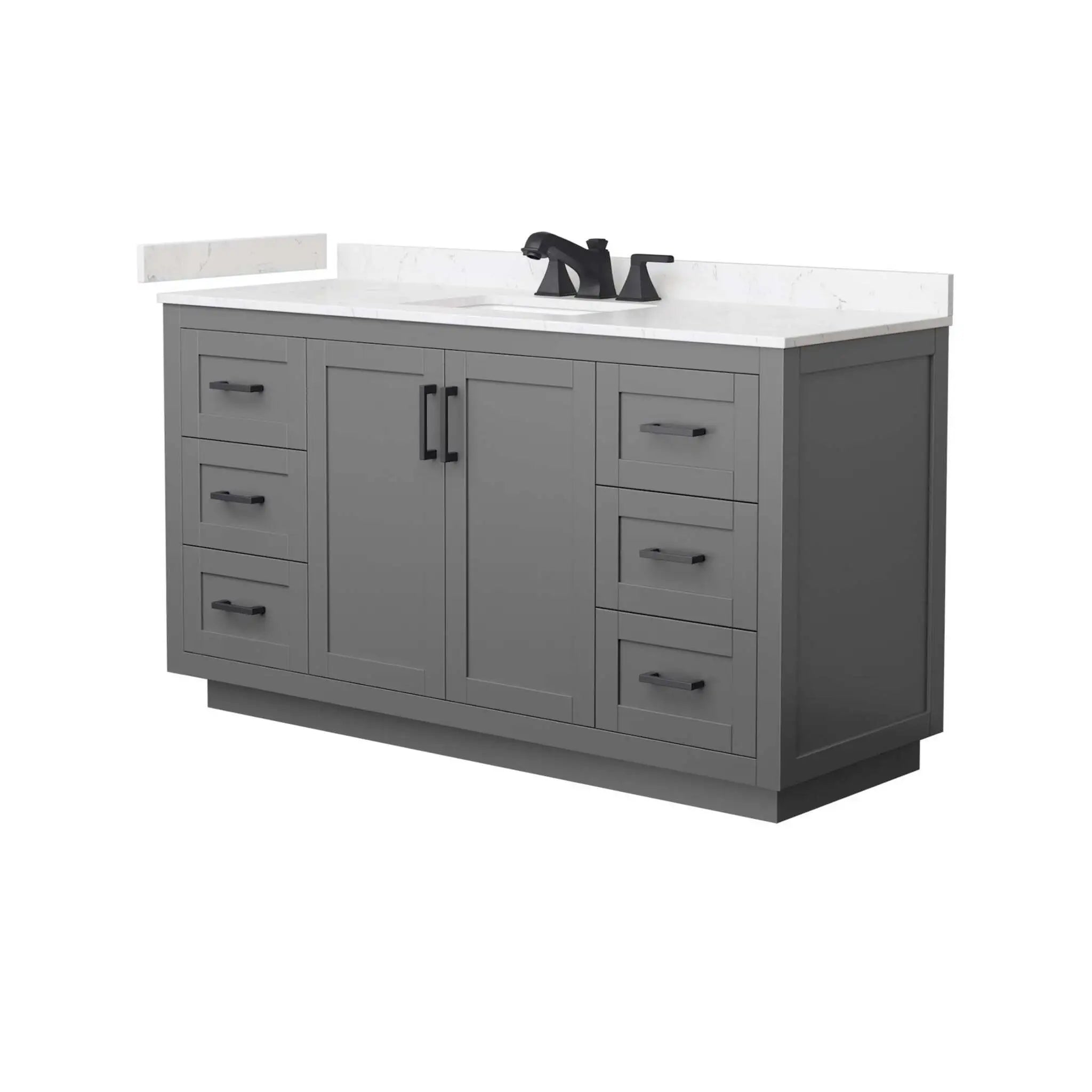 60" Miranda Single Bathroom Vanity in Dark Gray with Matte Black Trim by Wyndham