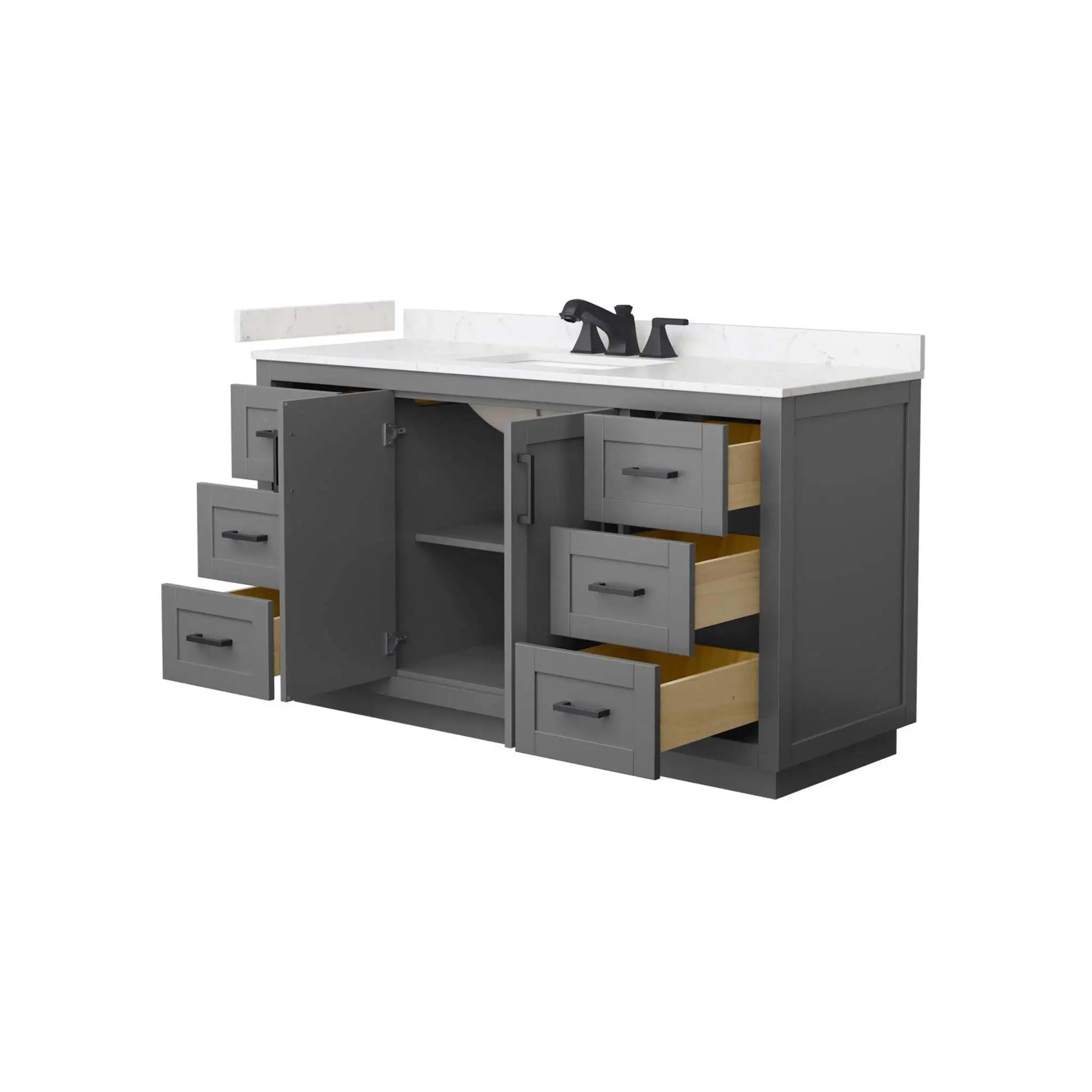60" Miranda Single Bathroom Vanity in Dark Gray with Matte Black Trim by Wyndham