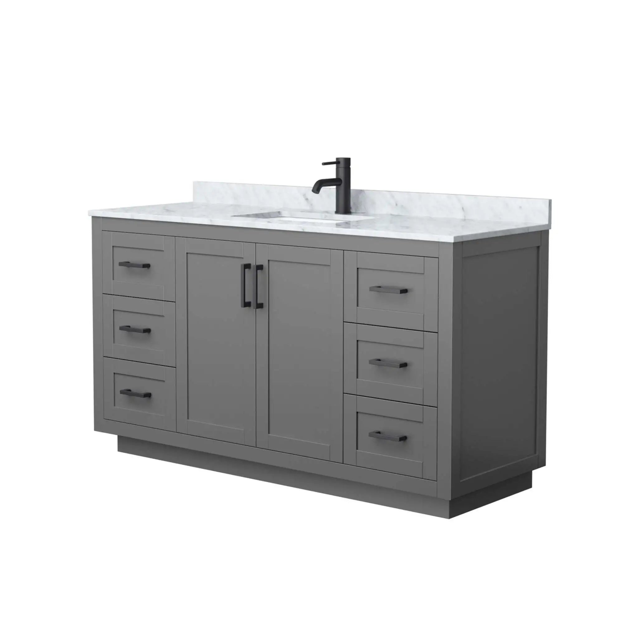 60" Miranda Single Bathroom Vanity in Dark Gray with Matte Black Trim by Wyndham