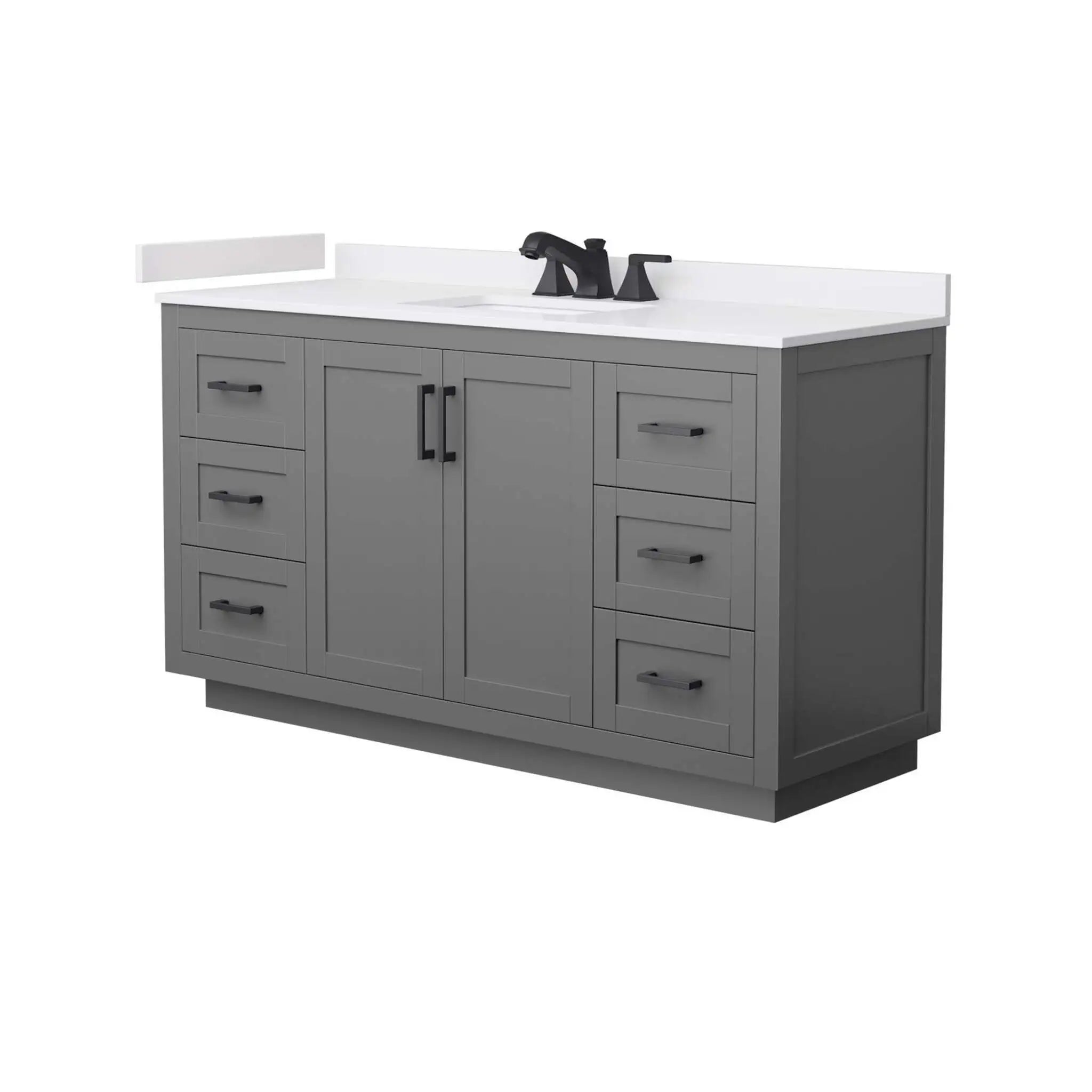 60" Miranda Single Bathroom Vanity in Dark Gray with Matte Black Trim by Wyndham