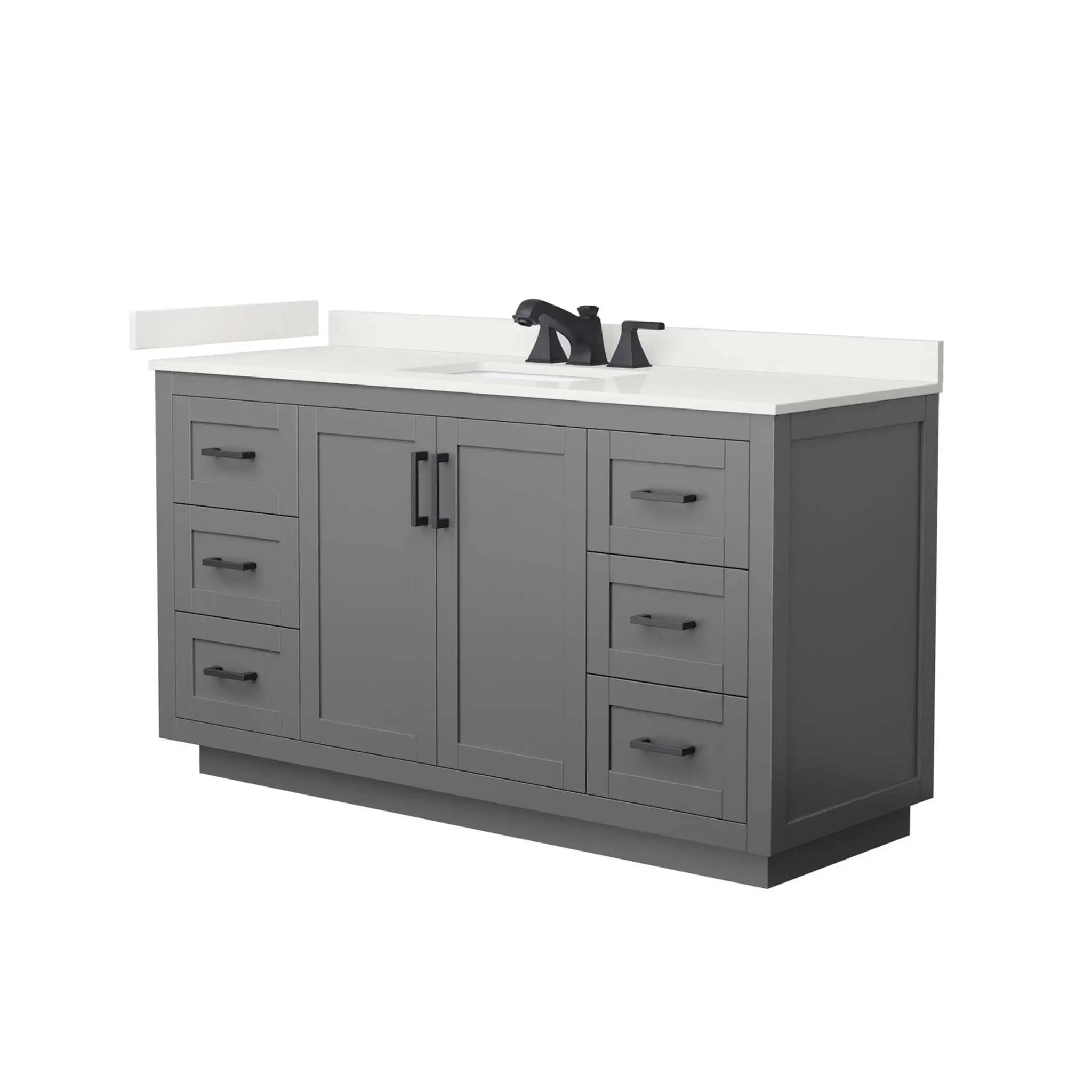 60" Miranda Single Bathroom Vanity in Dark Gray with Matte Black Trim by Wyndham