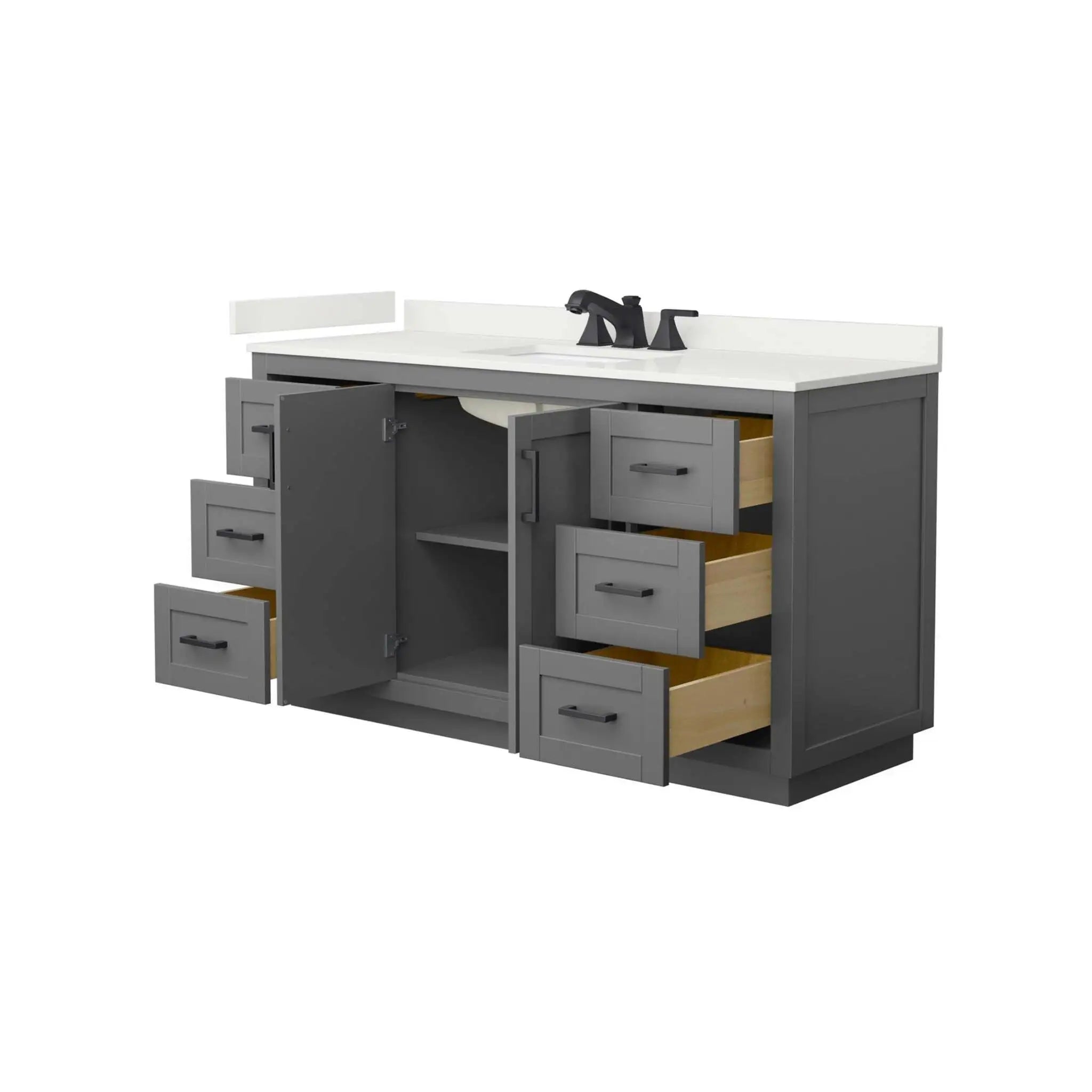 60" Miranda Single Bathroom Vanity in Dark Gray with Matte Black Trim by Wyndham