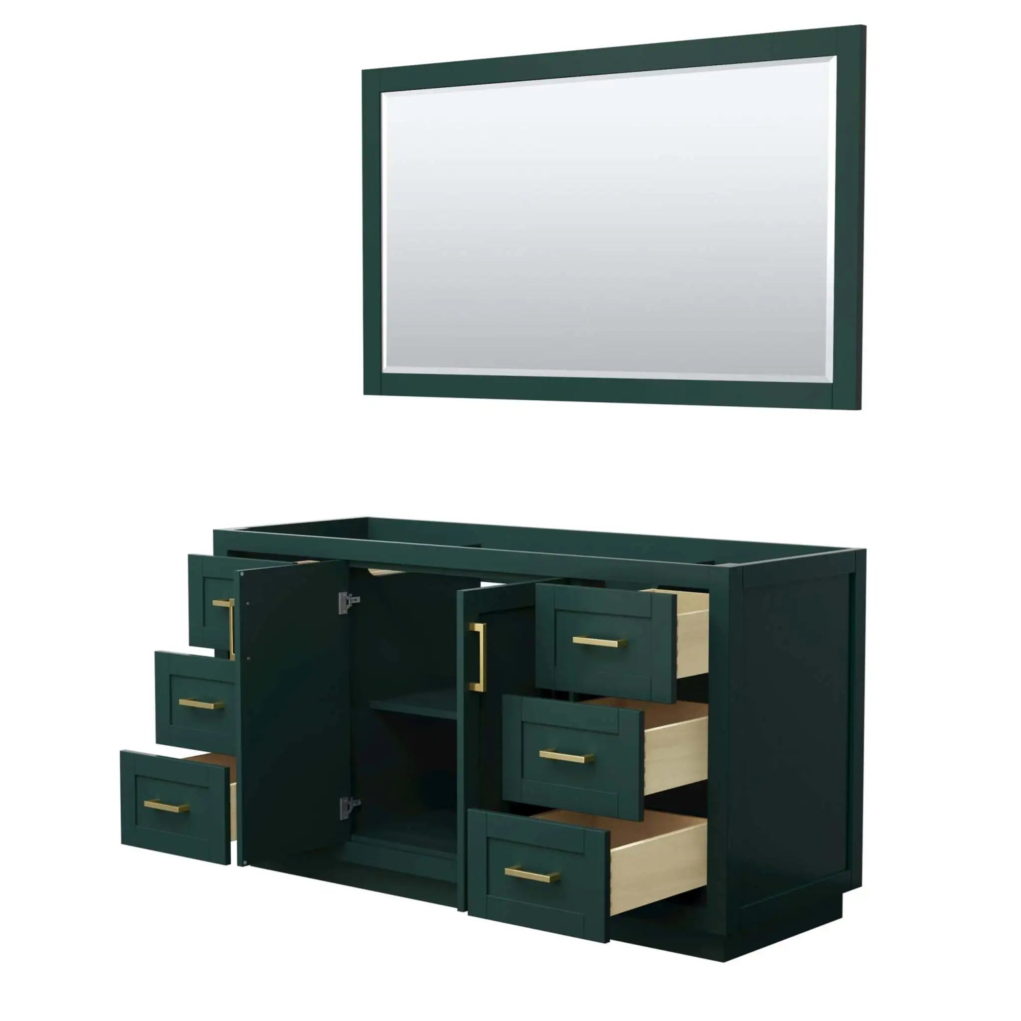 60" Miranda Single Bathroom Vanity in Green with Brushed Gold Trim & 58" Mirror by Wyndham