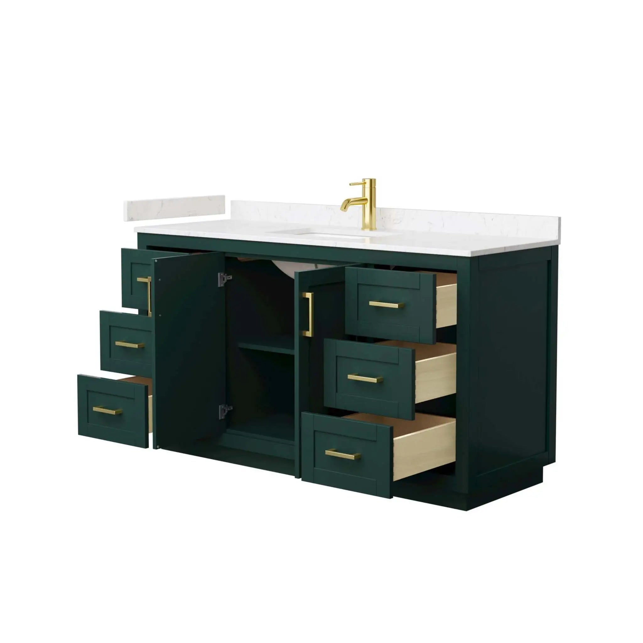 60" Miranda Single Bathroom Vanity in Green with Brushed Gold Trim by Wyndham