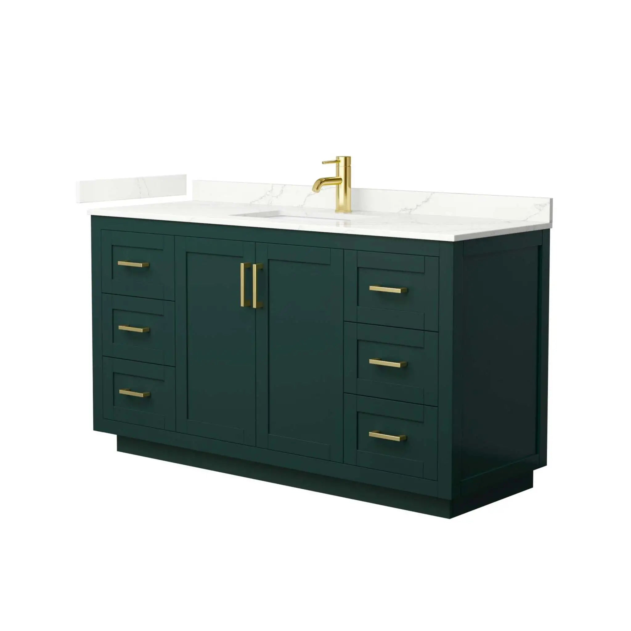60" Miranda Single Bathroom Vanity in Green with Brushed Gold Trim by Wyndham