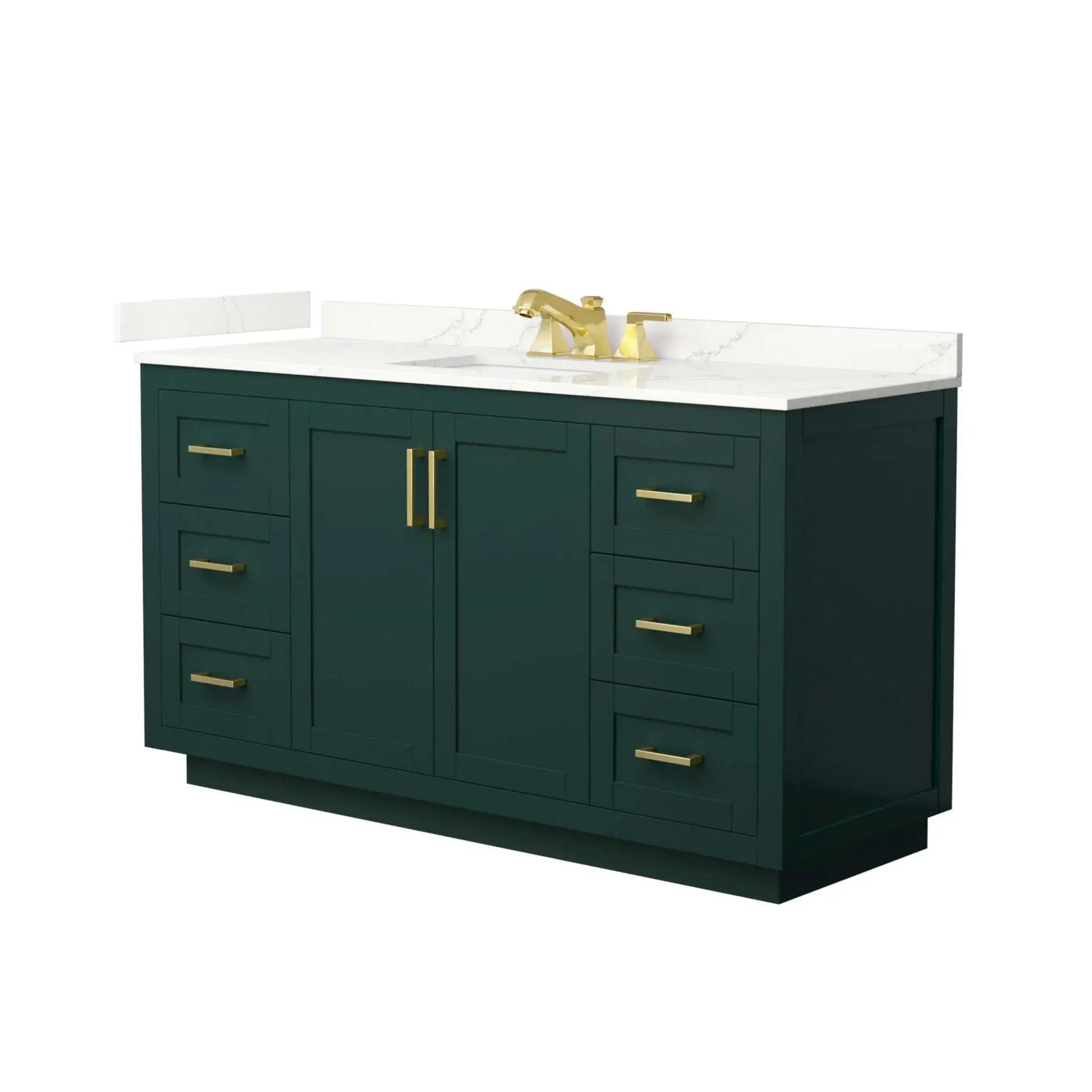 60" Miranda Single Bathroom Vanity in Green with Brushed Gold Trim by Wyndham