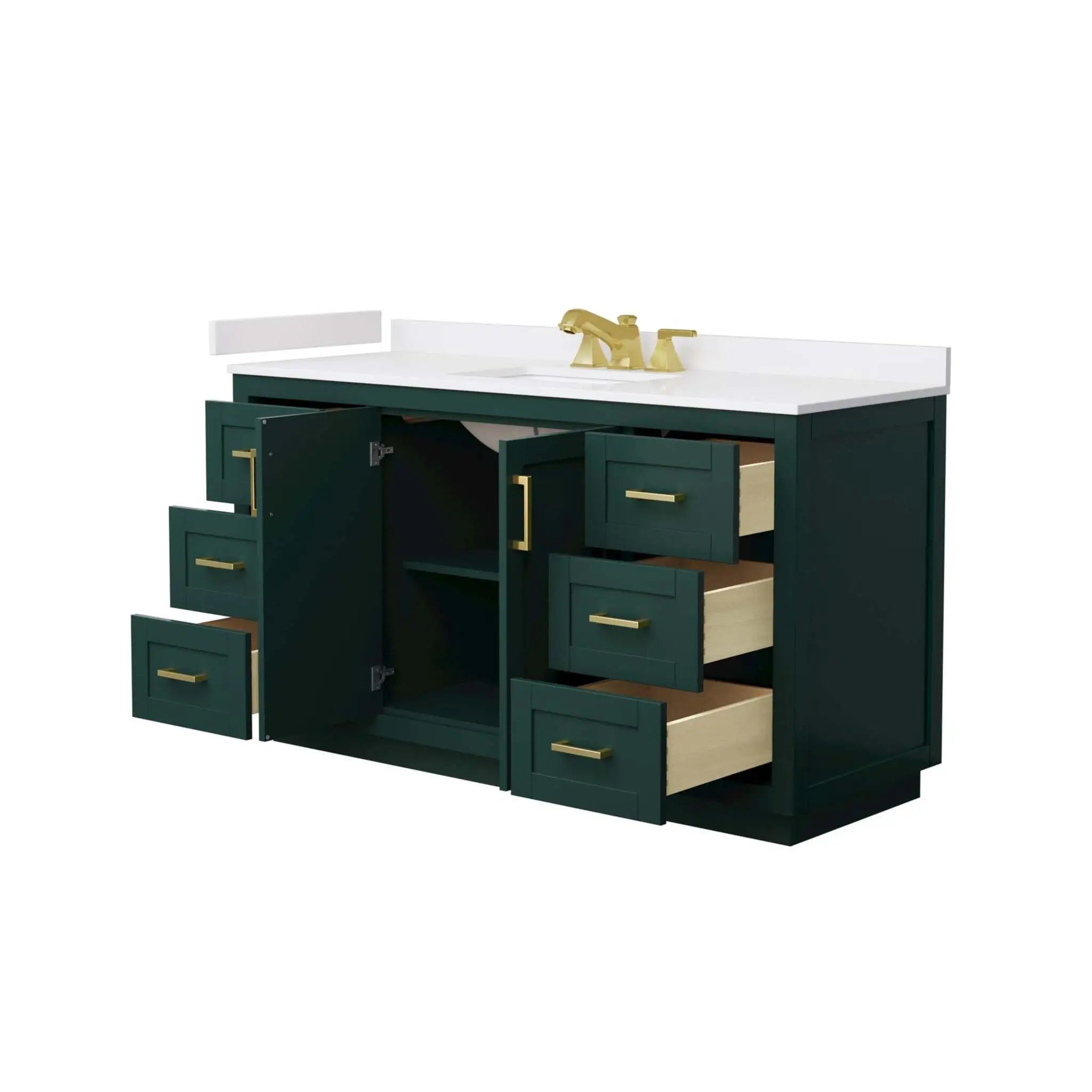 60" Miranda Single Bathroom Vanity in Green with Brushed Gold Trim by Wyndham