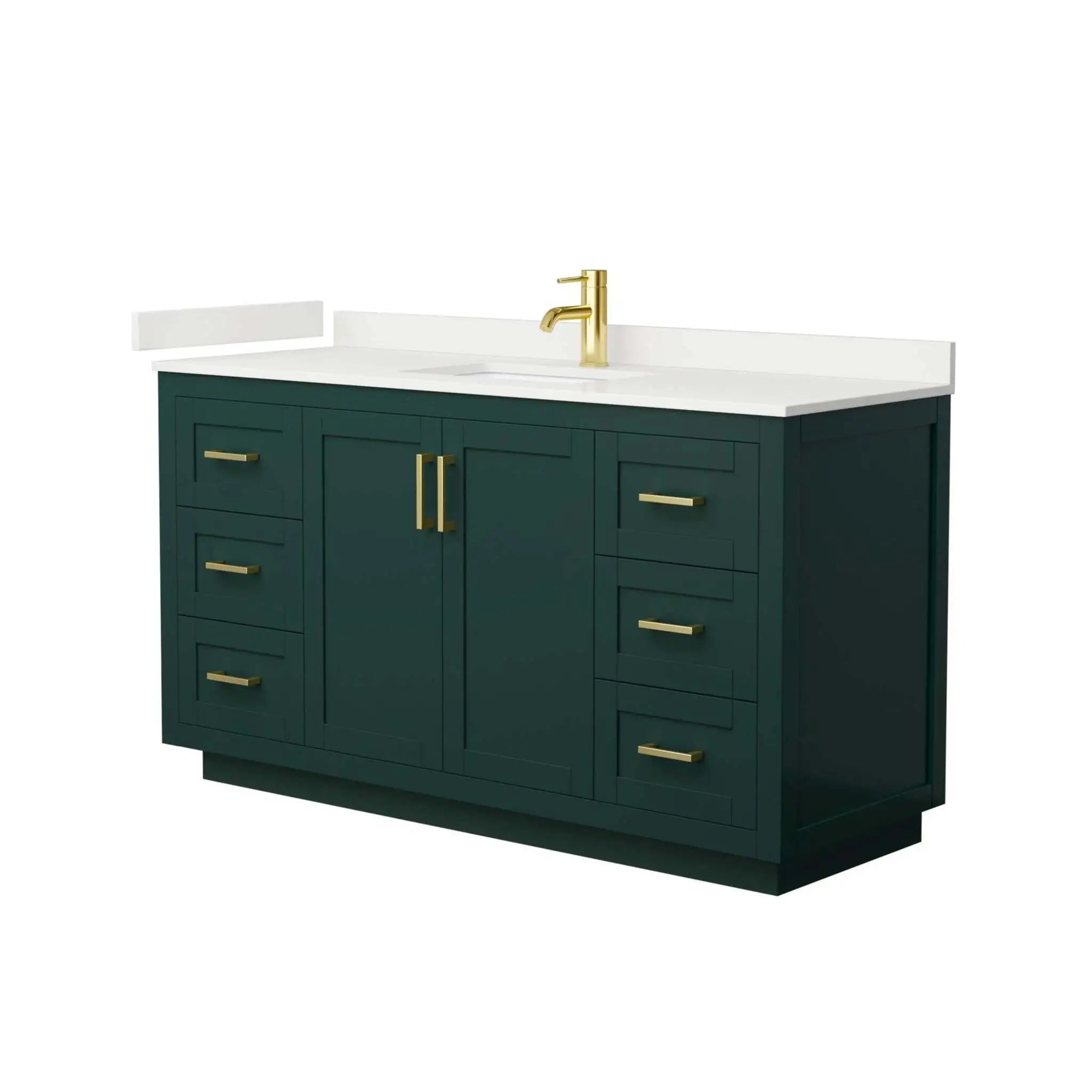 60" Miranda Single Bathroom Vanity in Green with Brushed Gold Trim by Wyndham