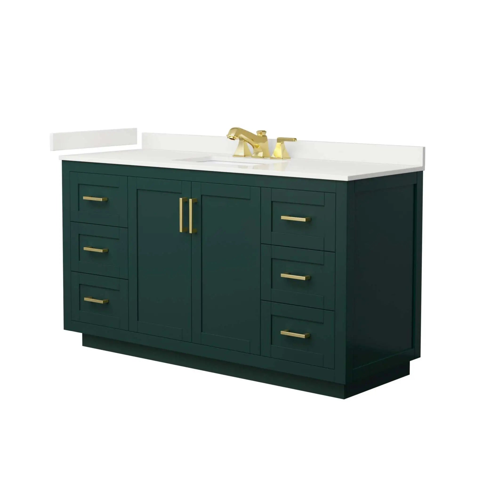 60" Miranda Single Bathroom Vanity in Green with Brushed Gold Trim by Wyndham