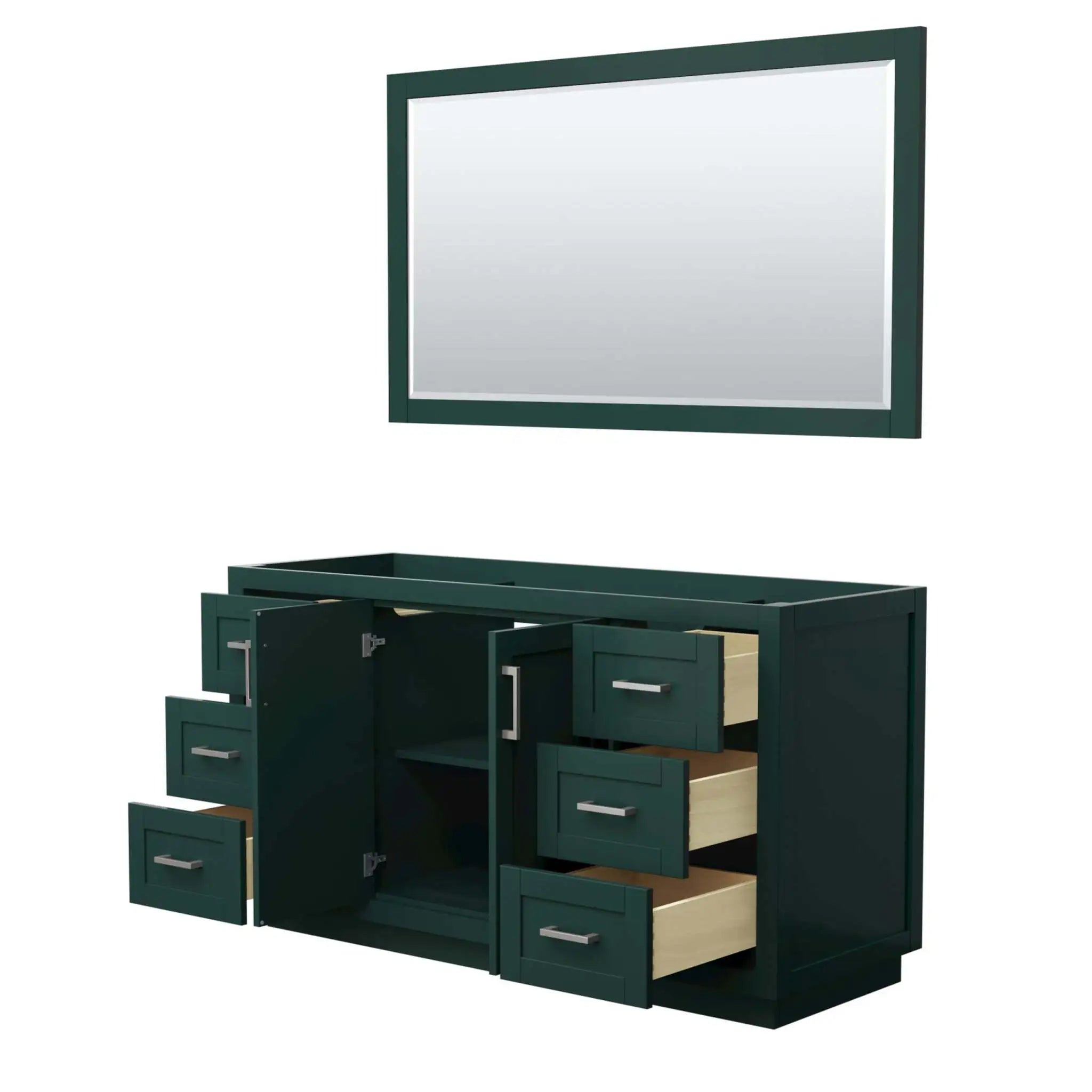60" Miranda Single Bathroom Vanity in Green with Brushed Nickel Trim & 58" Mirror by Wyndham