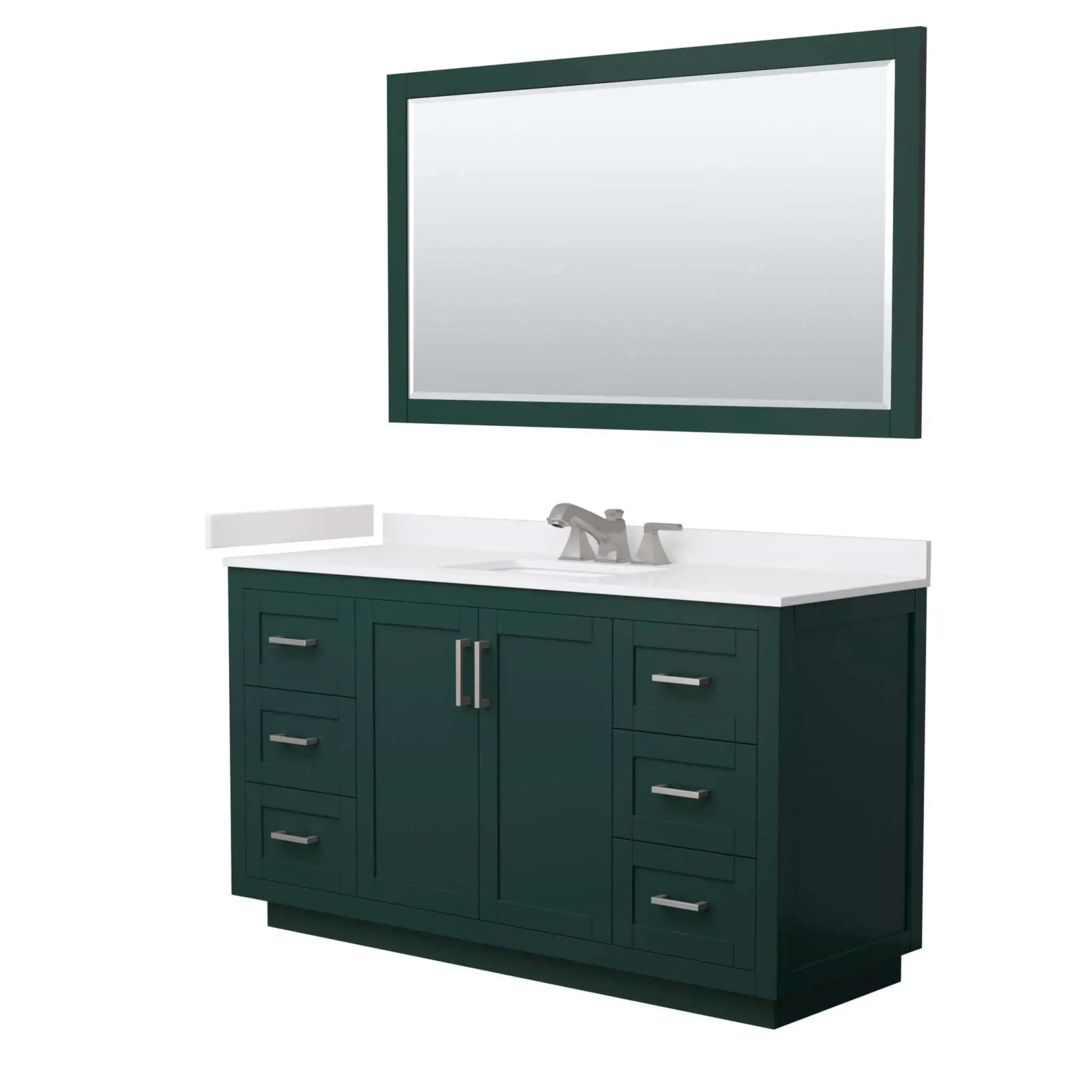 60" Miranda Single Bathroom Vanity in Green with Brushed Nickel Trim & 58" Mirror by Wyndham