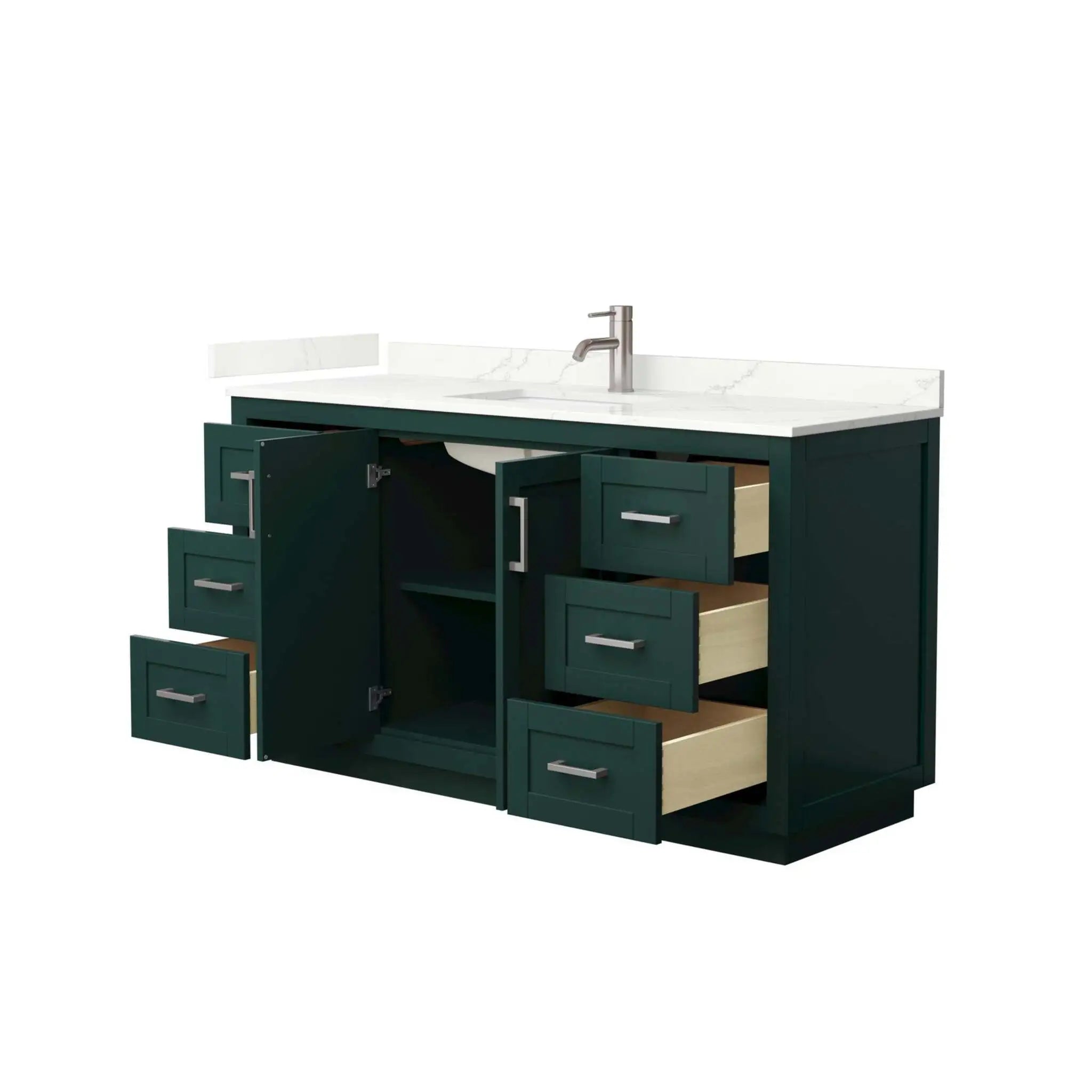 60" Miranda Single Bathroom Vanity in Green with Brushed Nickel Trim by Wyndham