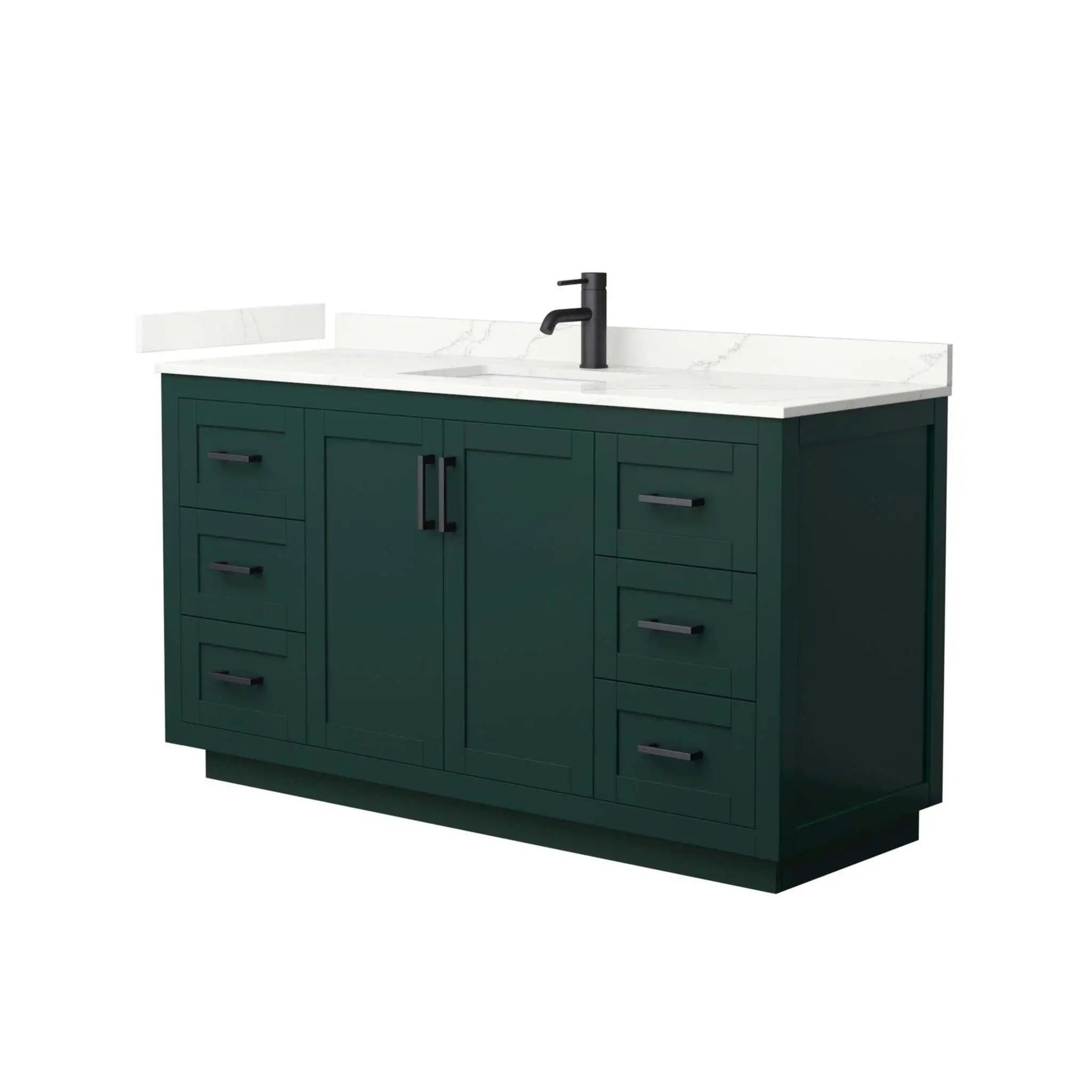 60" Miranda Single Bathroom Vanity in Green with Matte Black Trim by Wyndham
