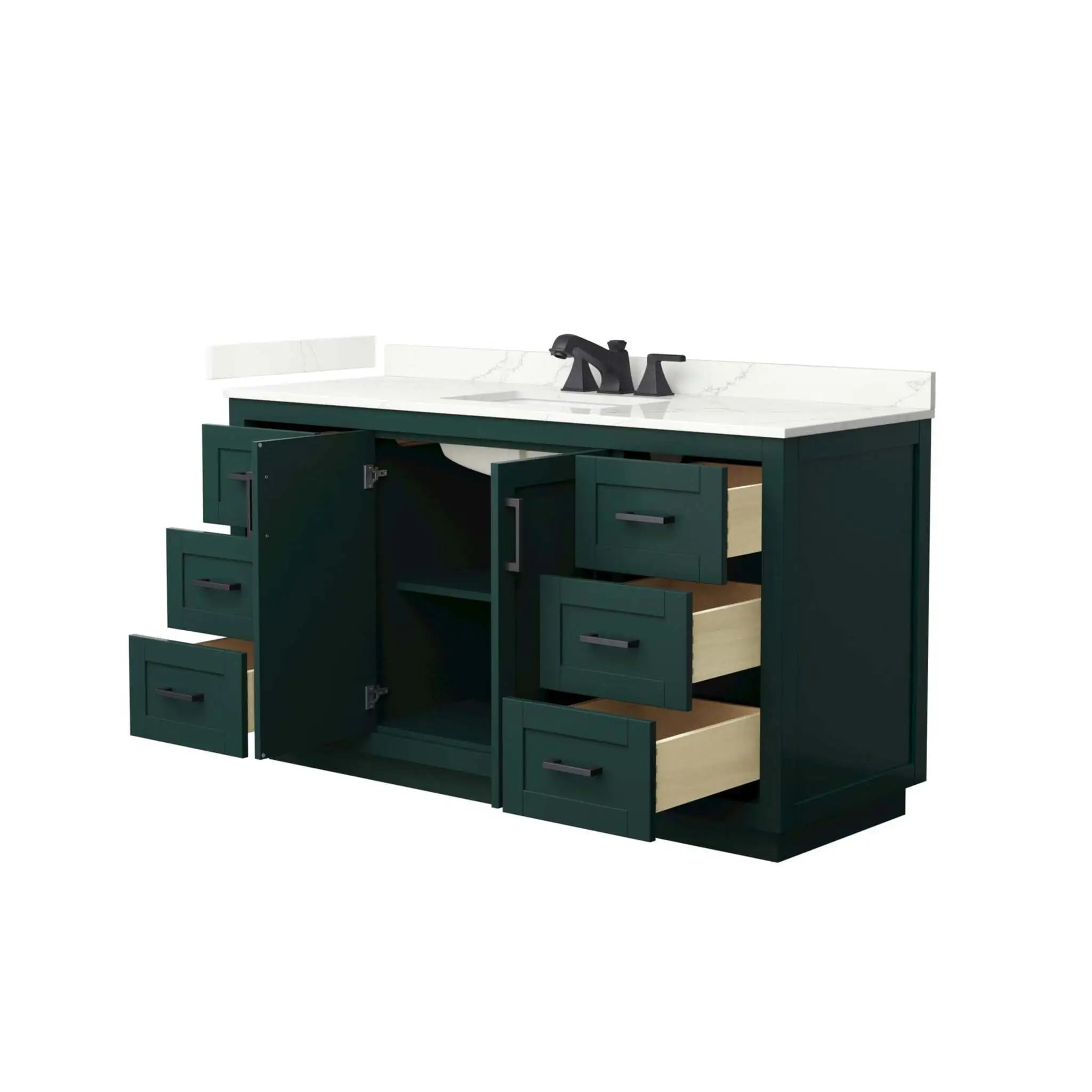 60" Miranda Single Bathroom Vanity in Green with Matte Black Trim by Wyndham