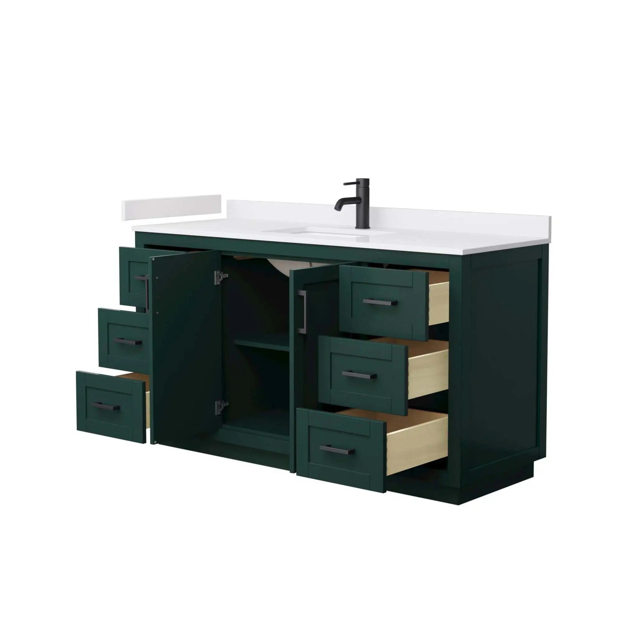 60" Miranda Single Bathroom Vanity in Green with Matte Black Trim by Wyndham