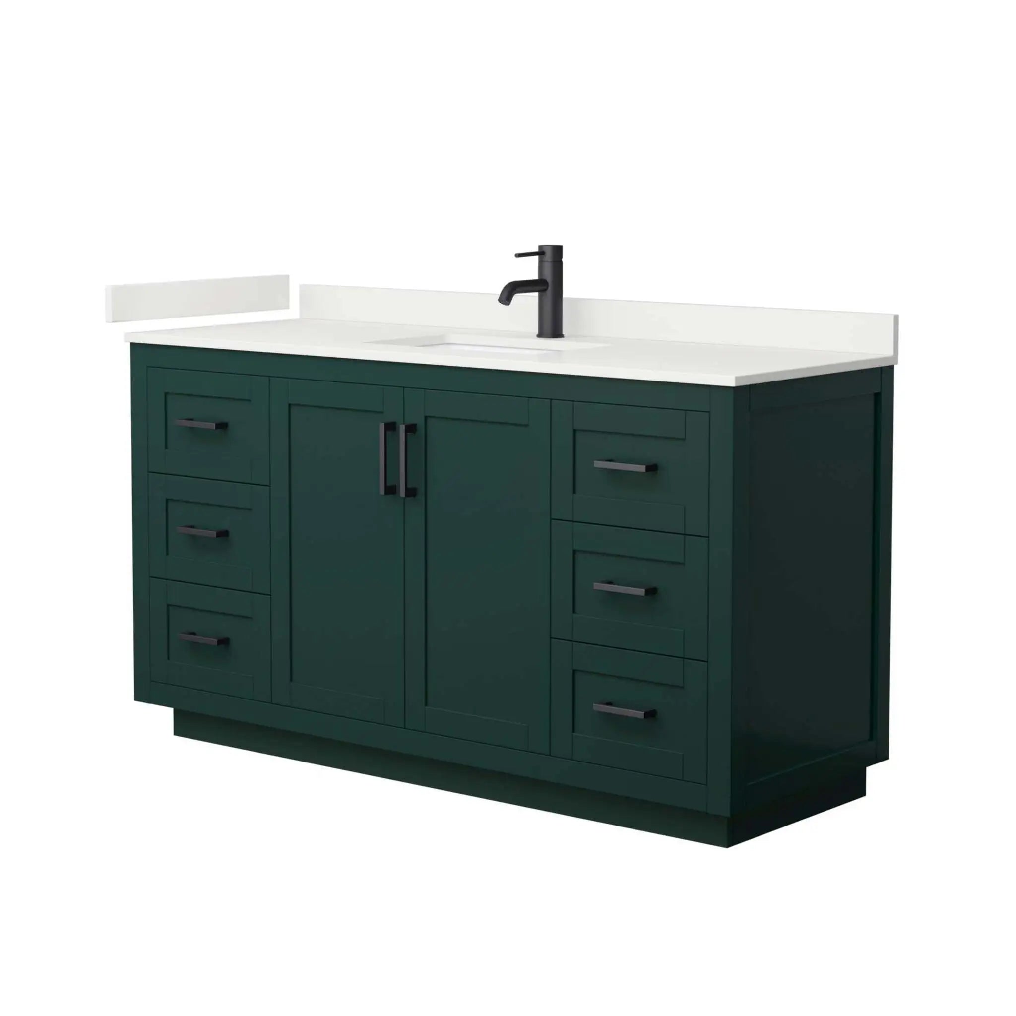 60" Miranda Single Bathroom Vanity in Green with Matte Black Trim by Wyndham
