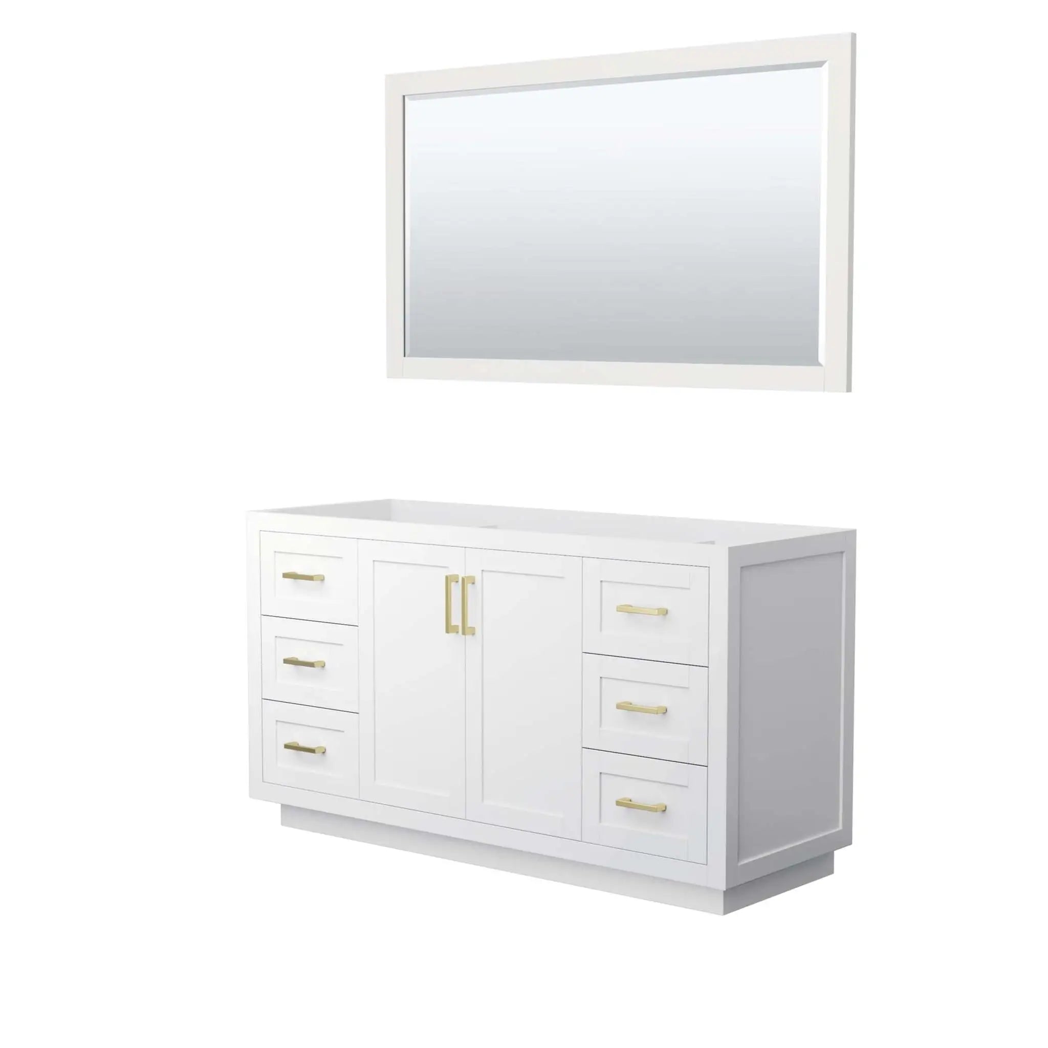 60" Miranda Single Bathroom Vanity in White with Brushed Gold Trim & 58" Mirror by Wyndham