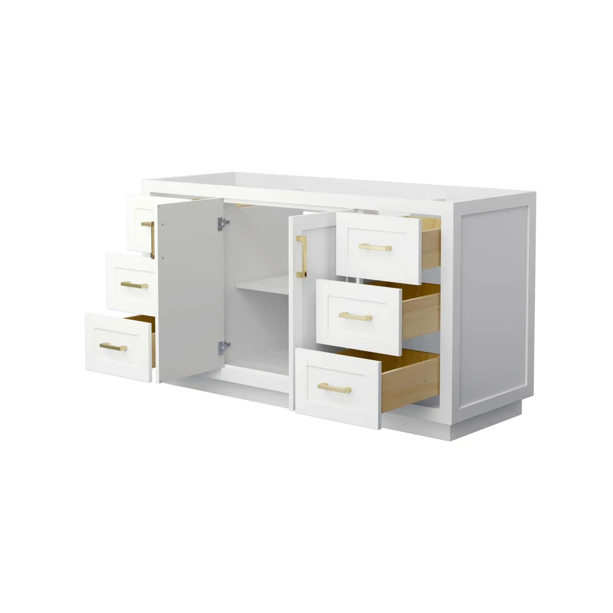 60" Miranda Single Bathroom Vanity in White with Brushed Gold Trim by Wyndham