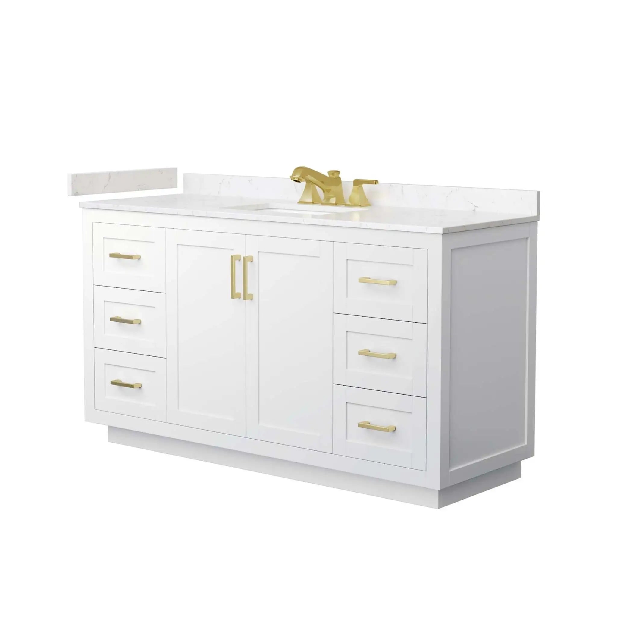 60" Miranda Single Bathroom Vanity in White with Brushed Gold Trim by Wyndham